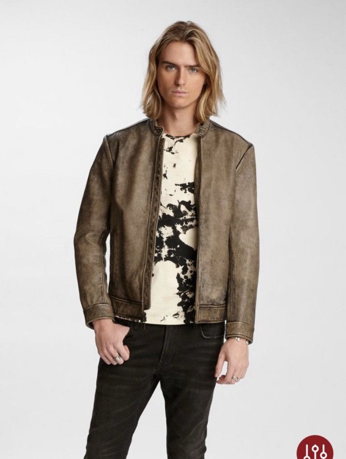 John Varvatos Dustin Distressed Leather Racer Jacket. XL Size US XL / EU 56 / 4 - 1 Thumbnail