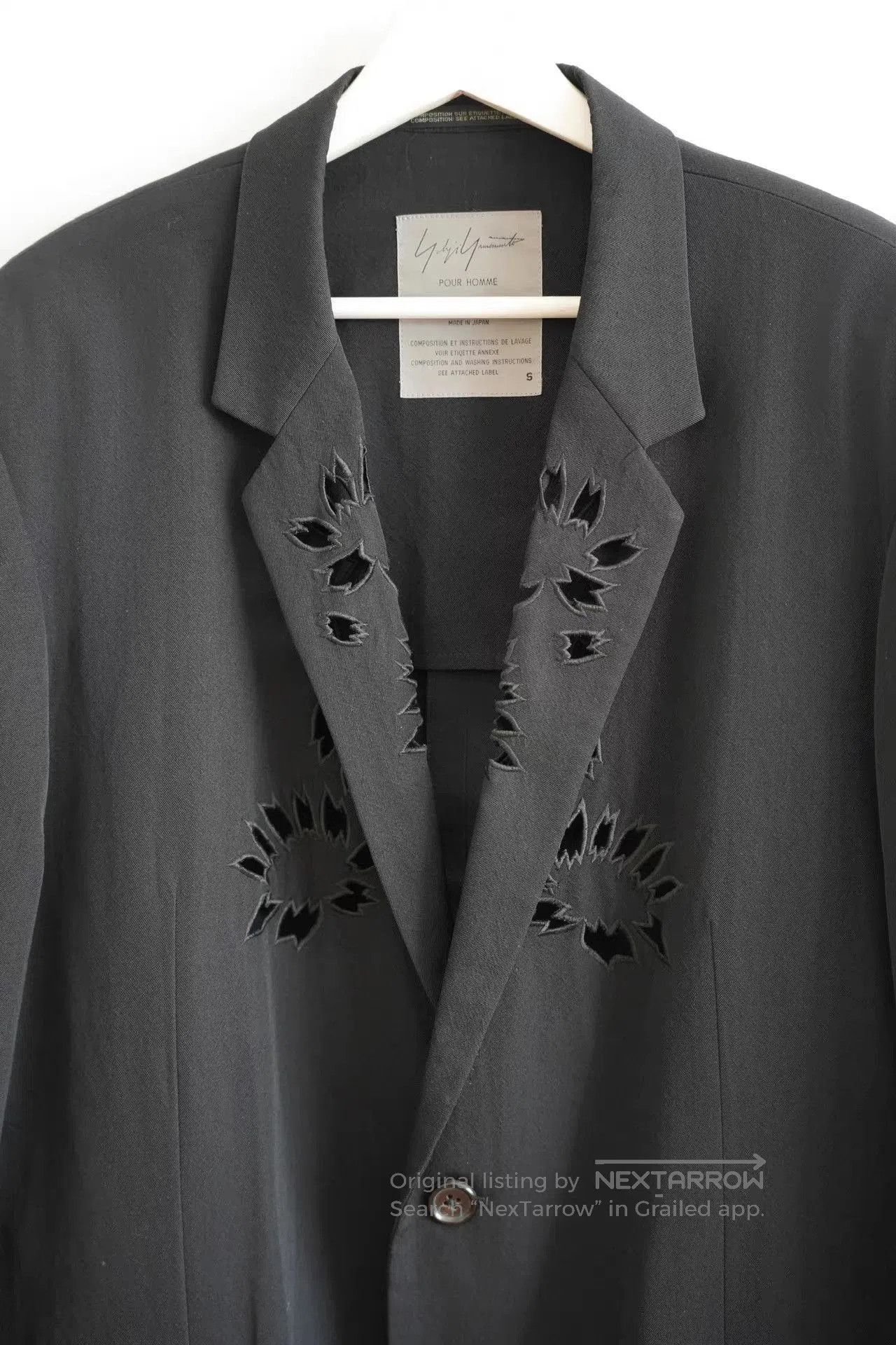 Yohji Yamamoto Black Embroidered Blazer with Cut. Size US S / EU 44-46 / 1 - 3 Thumbnail