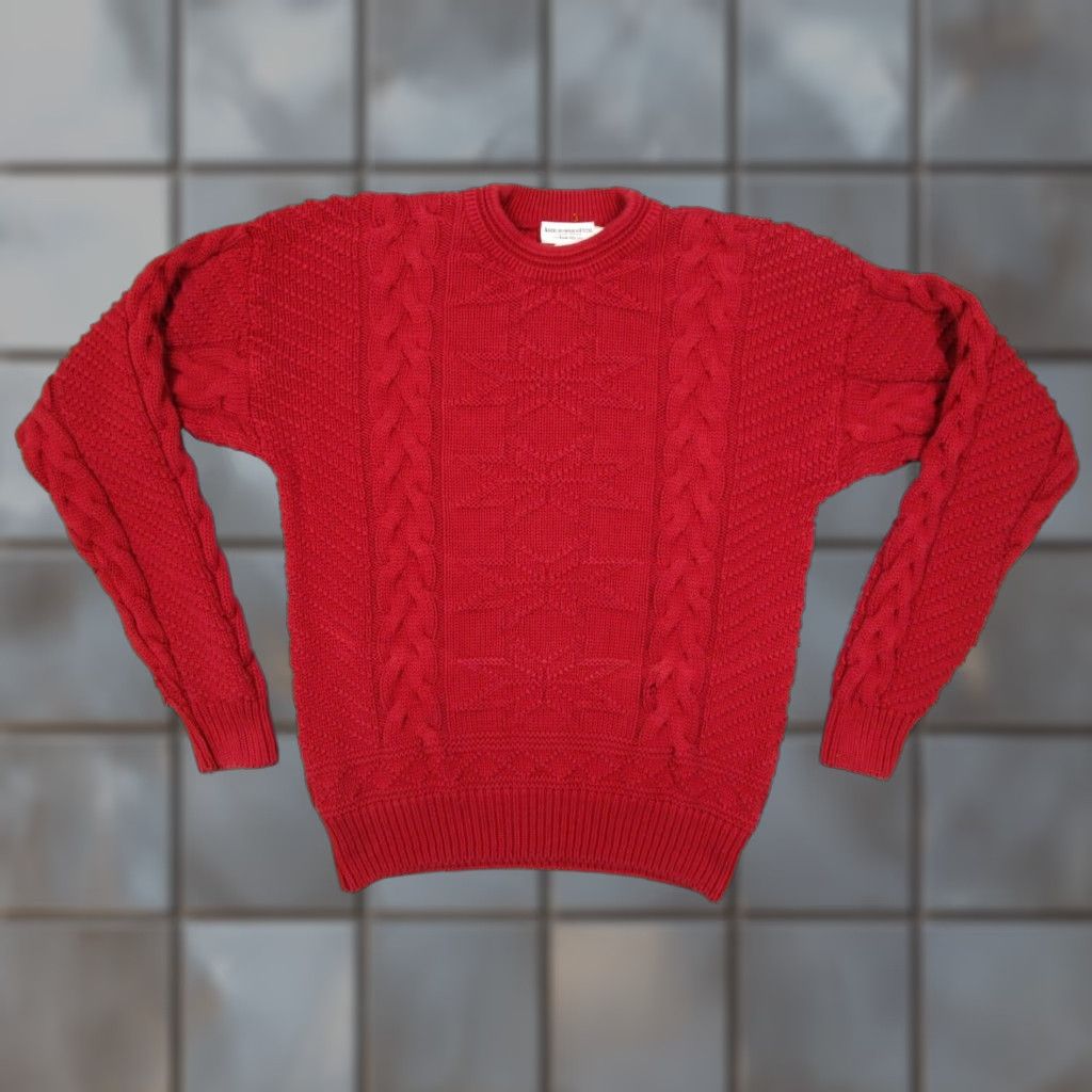 Abercrombie & Fitch VINTAGE Abercrombie & Fitch Sweater Mens Medium Red Wool Cable Knit Pullover 90s Fall Winter Casual Size US M / EU 48-50 / 2 - 1 Thumbnail