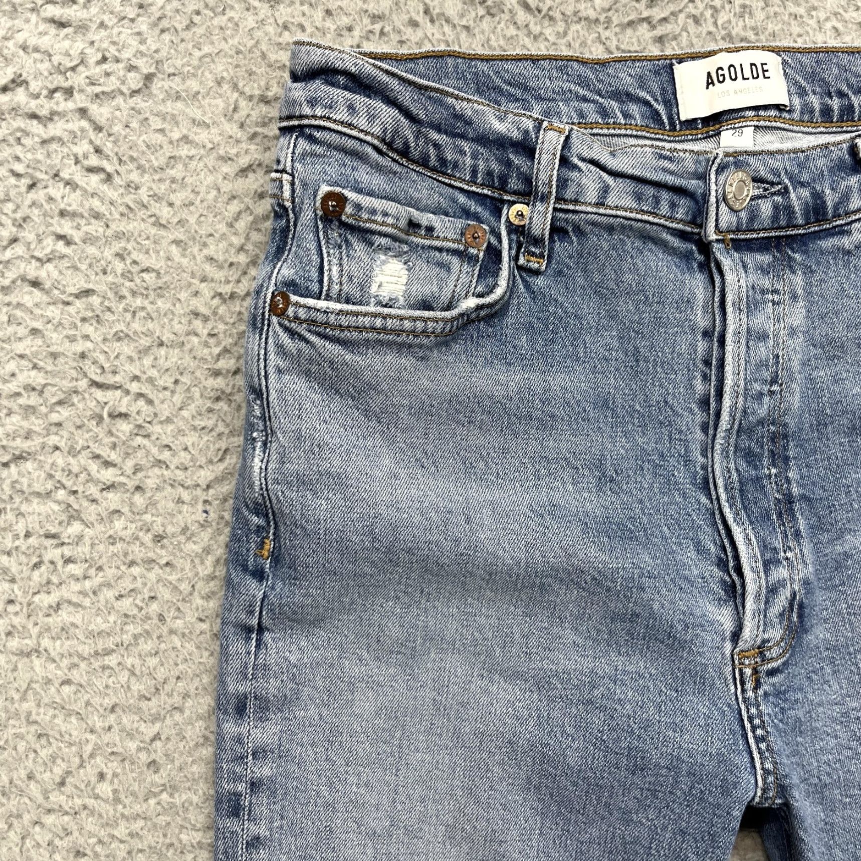 Agolde AGOLDE Nico Jeans Womens 29 Light Wash High Rise Slim Skinny Button Fly Denim Jeans Size 29" - 3 Thumbnail