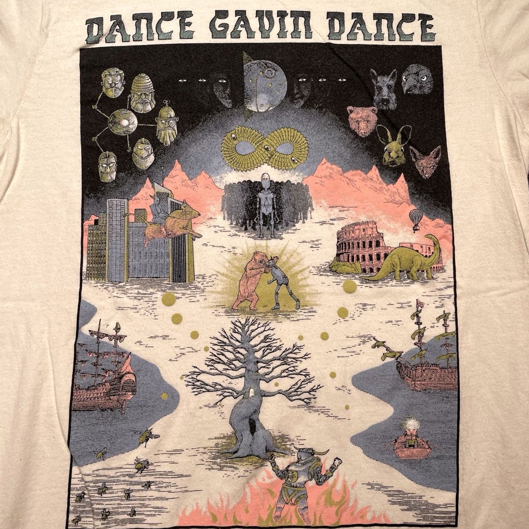 Gildan Dance Gavin Dance Shirt Mens S Infinity Fighting Animals Pop Punk Rock Gildan Softstyle Short Sleeve Crew Neck Beige Cotton Logo Band Music Vintage No Size US S / EU 44-46 / 1 - 2 Thumbnail