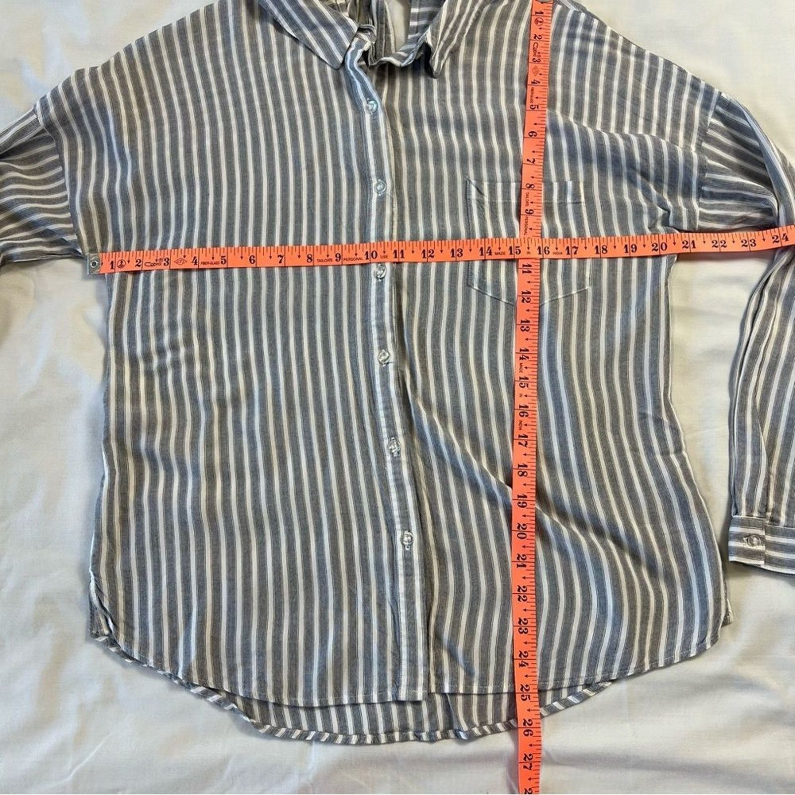 Other Blu Pepper Women's Large Blouse Grey Button Up Long Sleeve Size L / US 10 / IT 46 - 2 Thumbnail