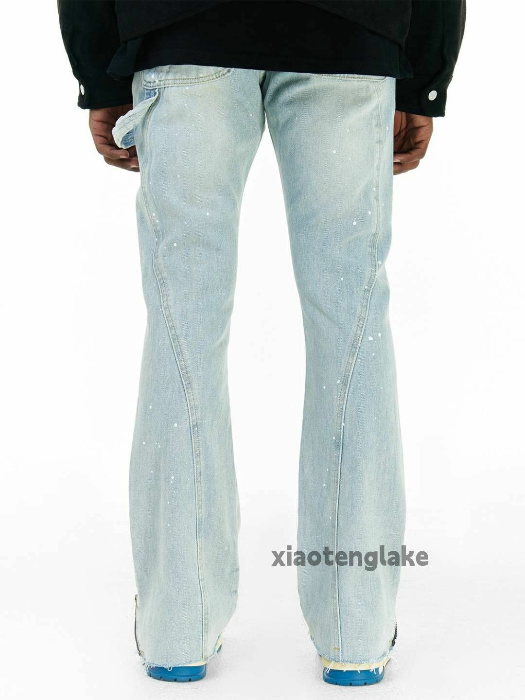 Jean × Vintage washed faded patchwork paint hiphop flared jeans Size US 30 / EU 46 - 3 Thumbnail