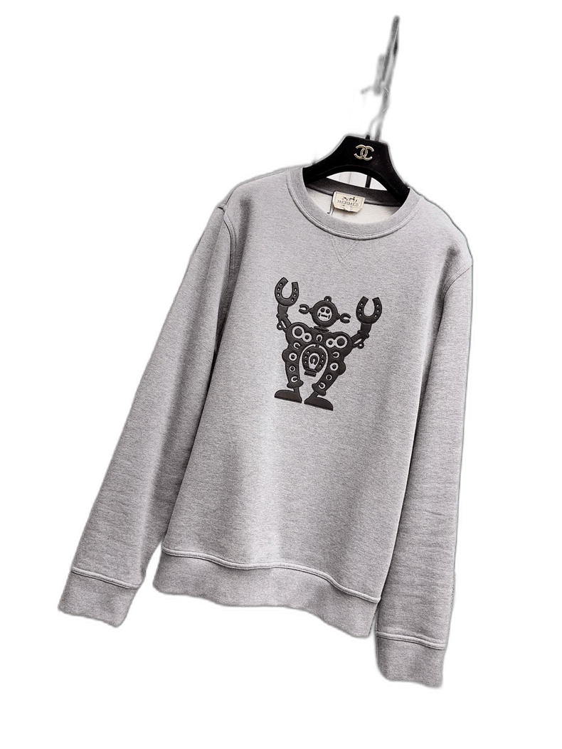 Hermes Hermes Gray Long Sleeve Robot Sweatshirt-2506 Size L / US 10 / IT 46 - 1 Thumbnail