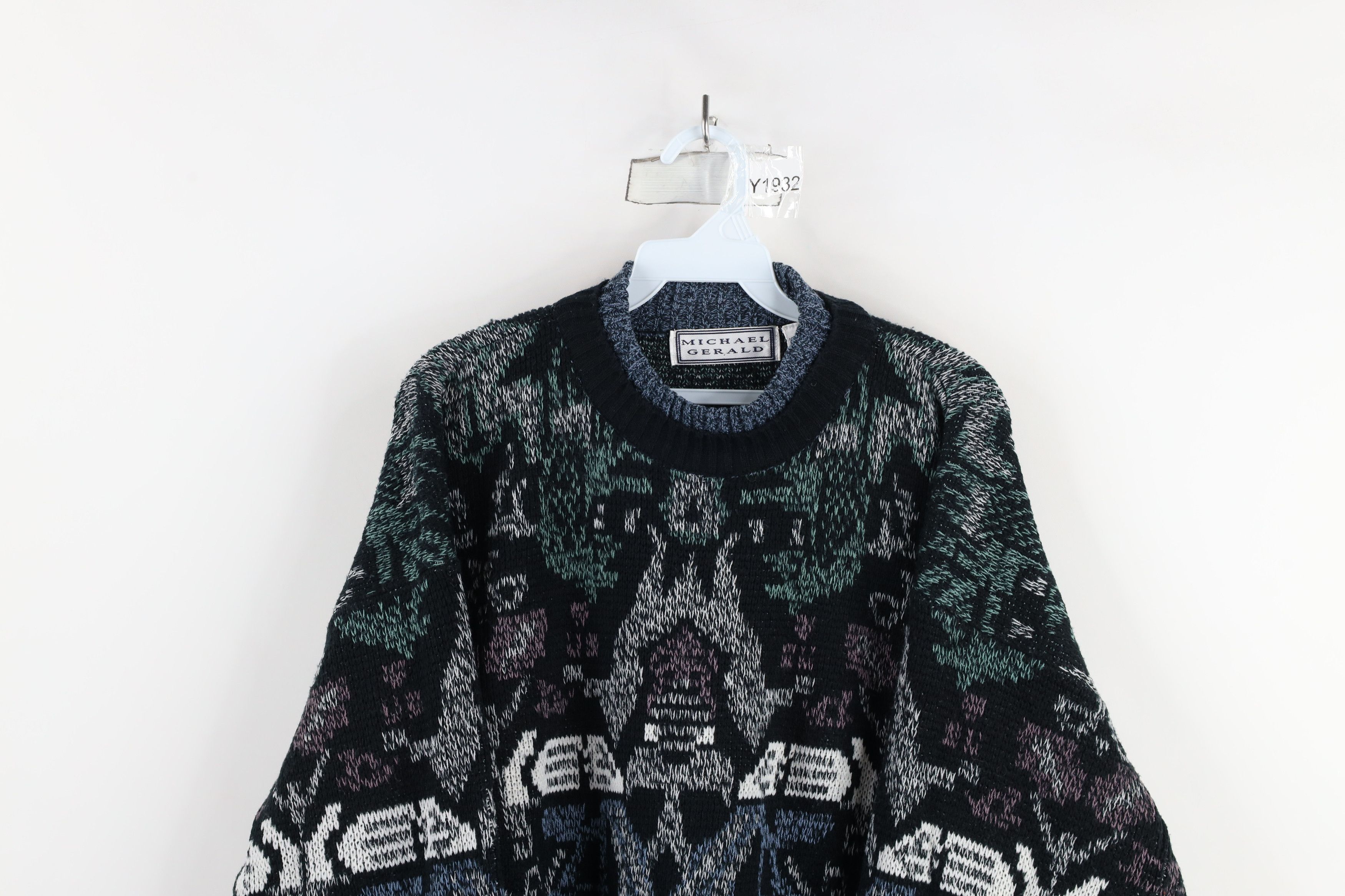 Vintage Vintage 90s Coogi Style Bassmaster Abstract Knit Sweater Size US L / EU 52-54 / 3 - 2 Thumbnail