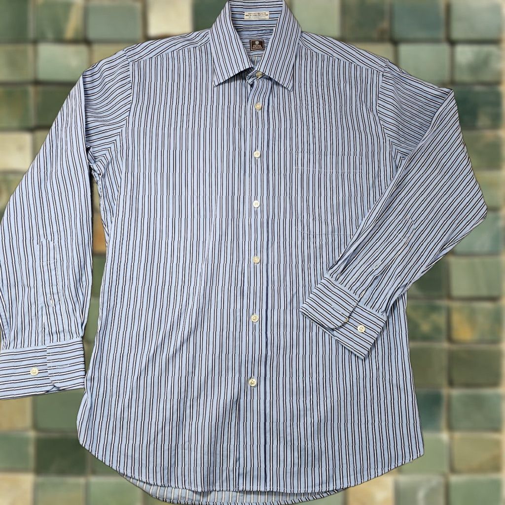 Peter Millar Peter Millar Shirt Mens 15 Blue Pinstriped Woven Casual Button Down Cotton Size US M / EU 48-50 / 2 - 1 Thumbnail