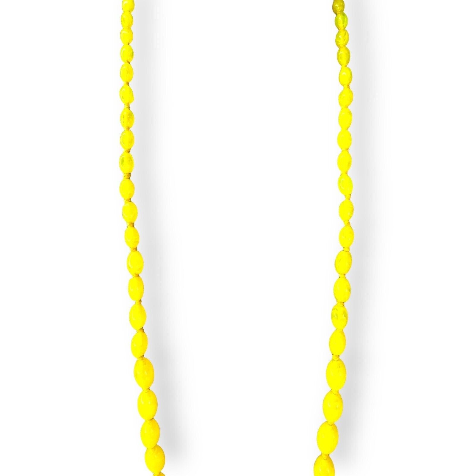 Other Vintage Neon Yellow Art Glass Necklace 30" Cadmium Glow Knot Size ONE SIZE - 3 Thumbnail