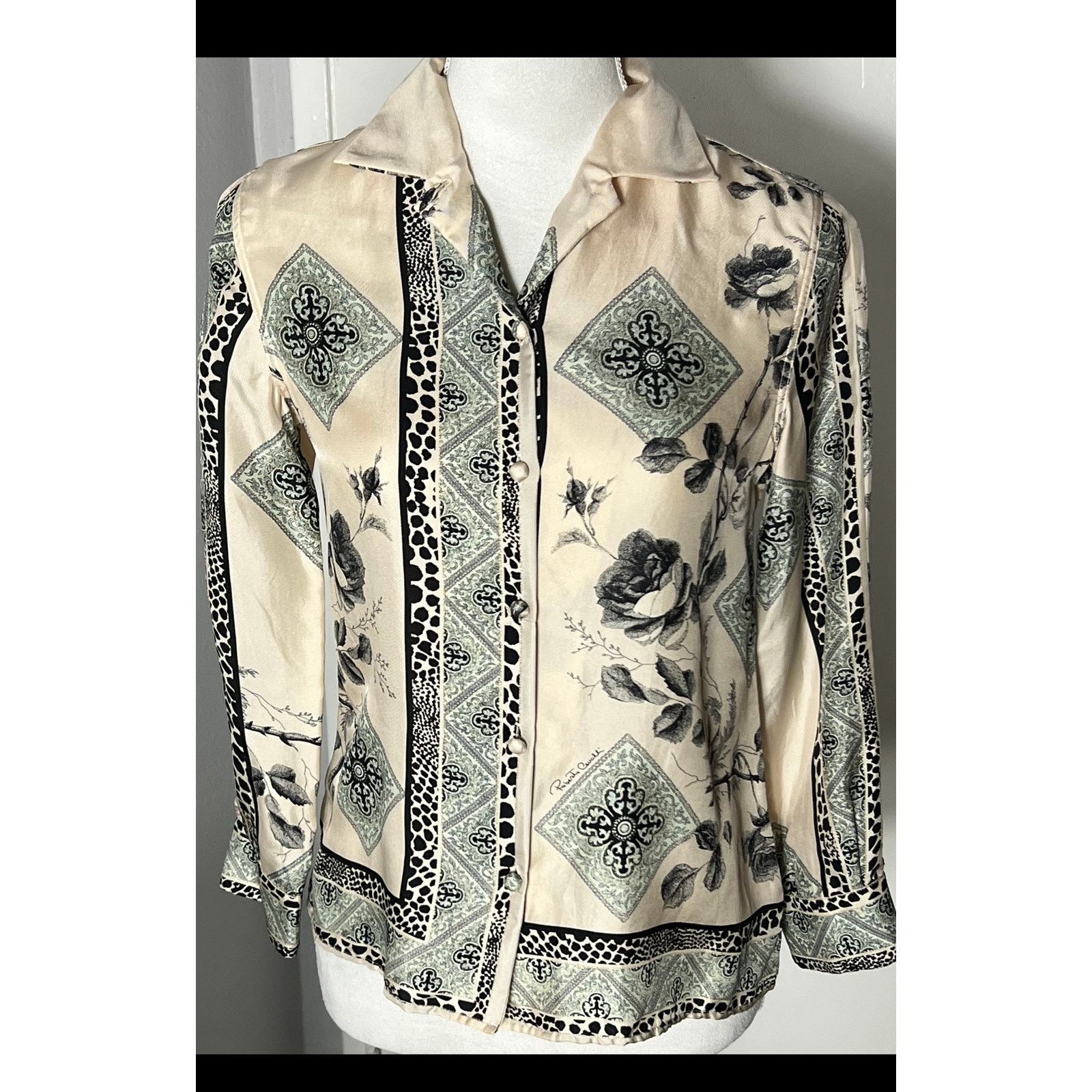 Roberto Cavalli Roberto Cavalli Pink pastel print button up blouse Small 4 Size S / US 4 / IT 40 - 1 Thumbnail