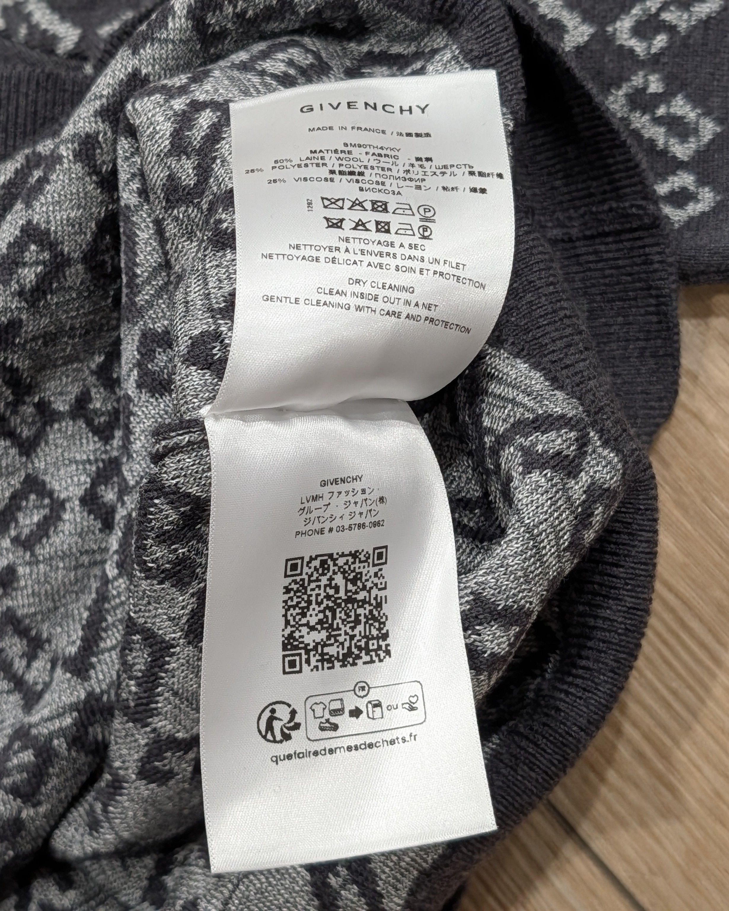 Givenchy GIVENCHY G Patterned Wool Blend Sweater Medium Gray 2XL Size US XXL / EU 58 / 5 - 7 Thumbnail