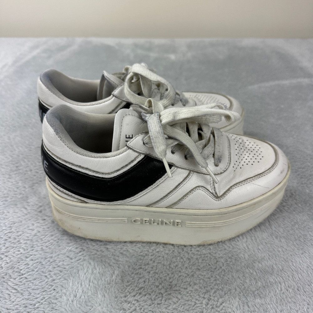 Celine CELINE white Leather Block Platform Sneakers Women’s Size 3 Size US 6 / IT 36 - 9 Thumbnail