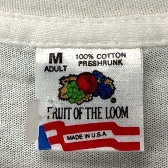 Fruit Of The Loom Fruit Of The Loom Shirt Men Medium White Graphic Print Short Sleeve Crew Neck Preppy Vintage No Size US M / EU 48-50 / 2 - 3 Thumbnail