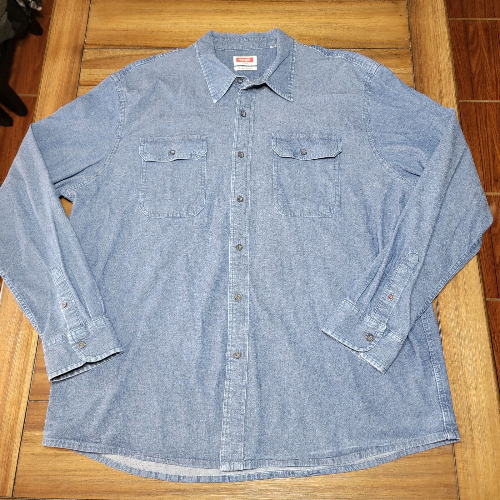 Wrangler Wrangler Blue Denim LS Full Button Shirt - Size 2XL Size US XXL / EU 58 / 5 - 1 Thumbnail