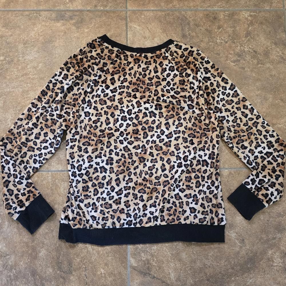 Designer Brown Leopard Black Trim ST Soft Sweater Size M / US 6-8 / IT 42-44 - 2 Thumbnail