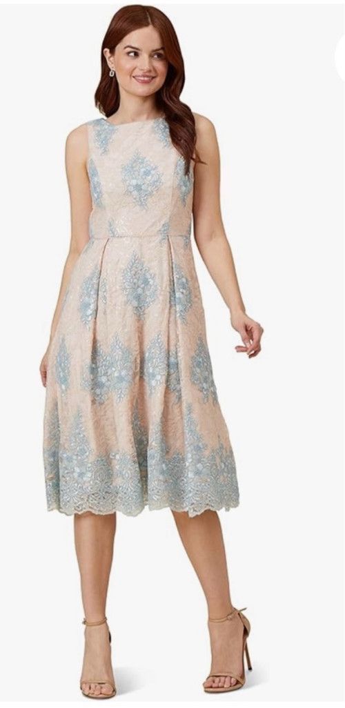 Women's Adrianna Papell Dress Light Blue/Nude Size 12