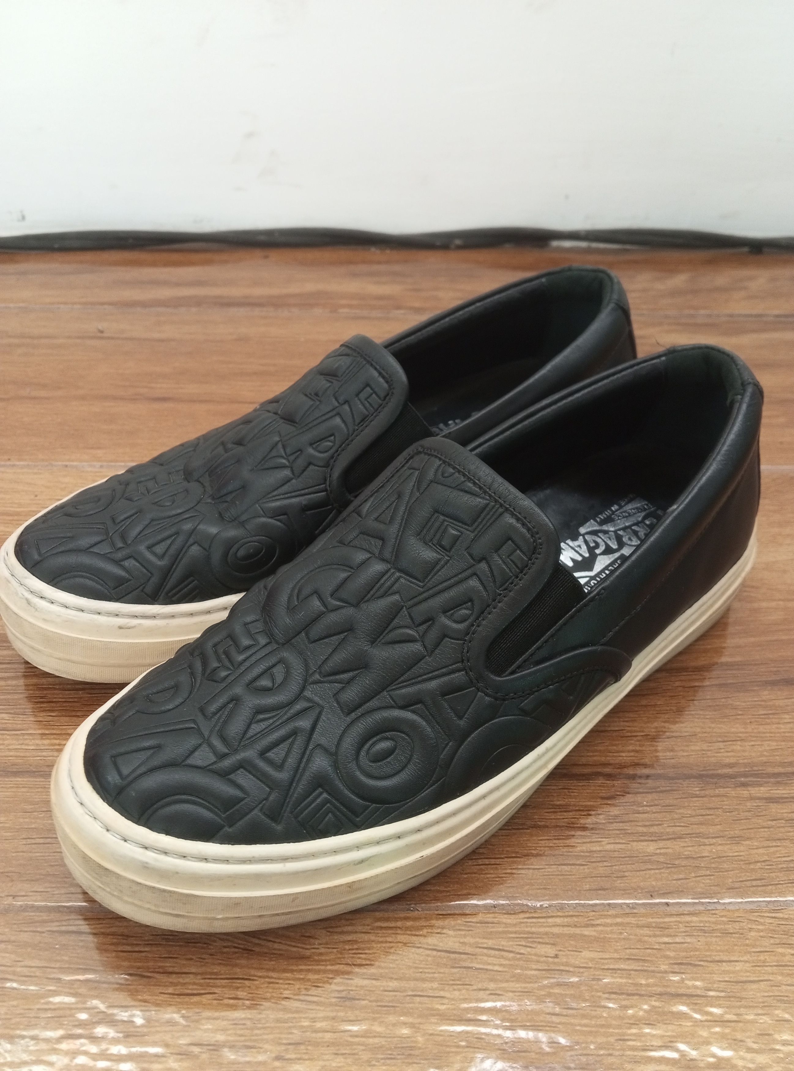 Salvatore Ferragamo Salvatore Ferragamo Black Leather Logo Embossed Sneakers Size US 6.5 / IT 36.5 - 1 Thumbnail