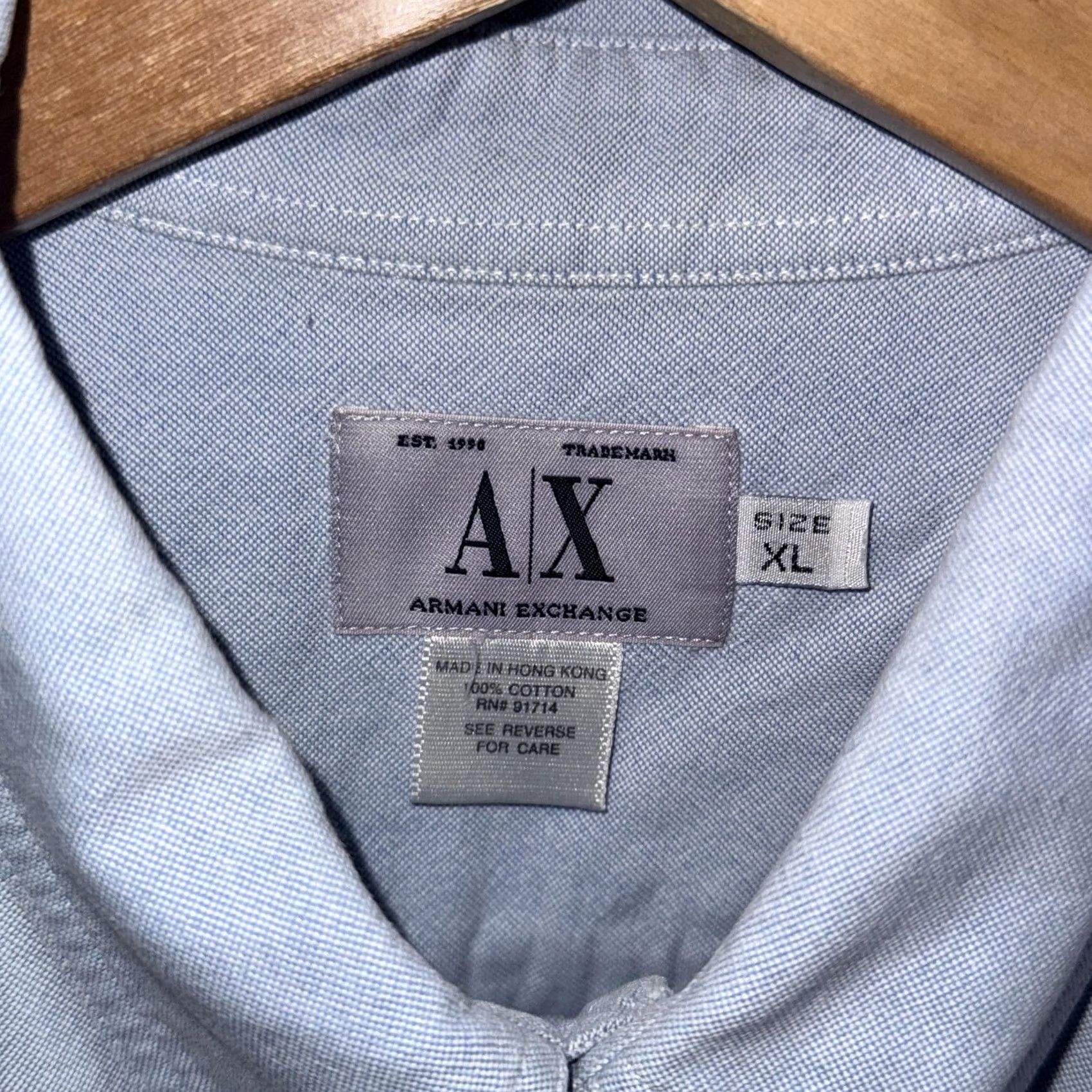 Armani Exchange Armani Exchange Shirt Mens XL Light Blue Button-Down Oxford Long Sleeve Pocket Size US XL / EU 56 / 4 - 4 Thumbnail