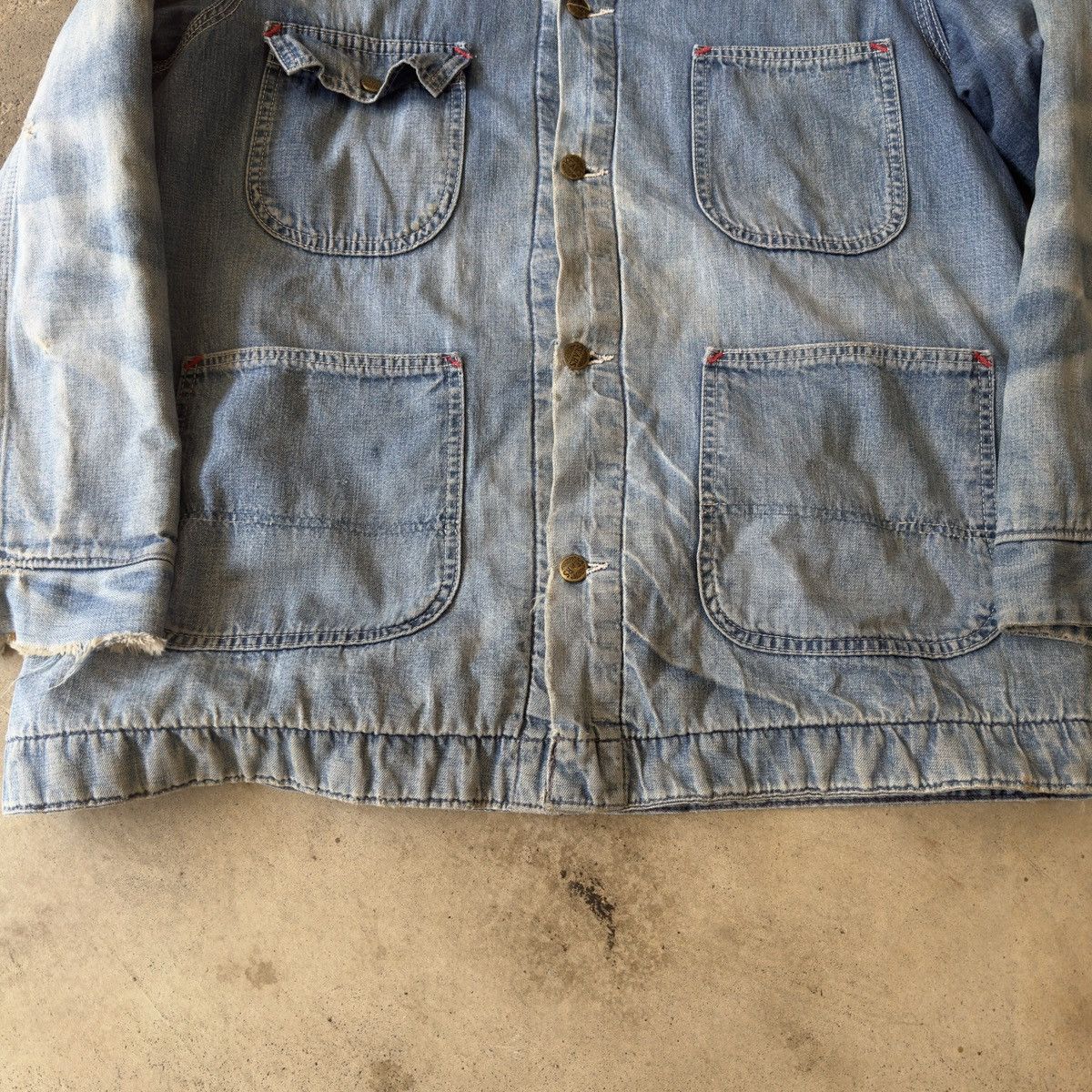 Vintage Sears Thrashed Faded Distressed Chore Coat ERD Grunge RRL Size US L / EU 52-54 / 3 - 6 Thumbnail