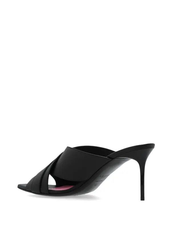 Balmain o1s1wg111225 Crossover 75mm Leather Mules in Black Size US 7 / IT 37 - 3 Thumbnail