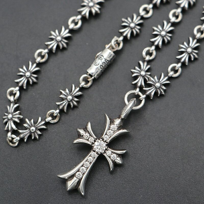 Chrome Hearts Chrome Hearts Diamond Cross Tiny E Plus Chain - 18 Inch Size ONE SIZE - 1 Thumbnail