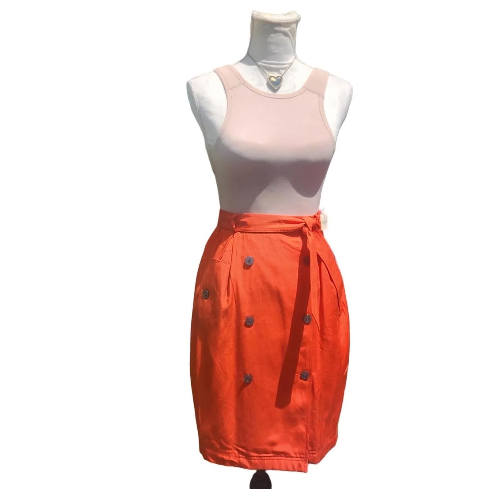 Designer Ann Klein. 80s 100% Silk Skirt Knee Length Pencil Skirt. 4 Size 27" / US 4 / IT 40 - 1 Thumbnail