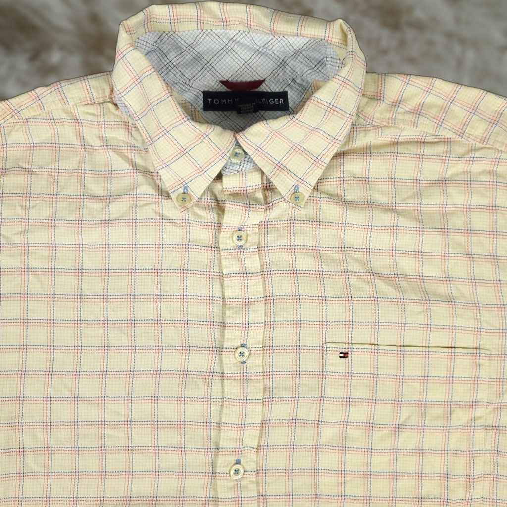Tommy Hilfiger Tommy Hilfiger Shirt Mens Large Yellow Plaid Casual Button Up Short Sleeve Size US L / EU 52-54 / 3 - 1 Thumbnail