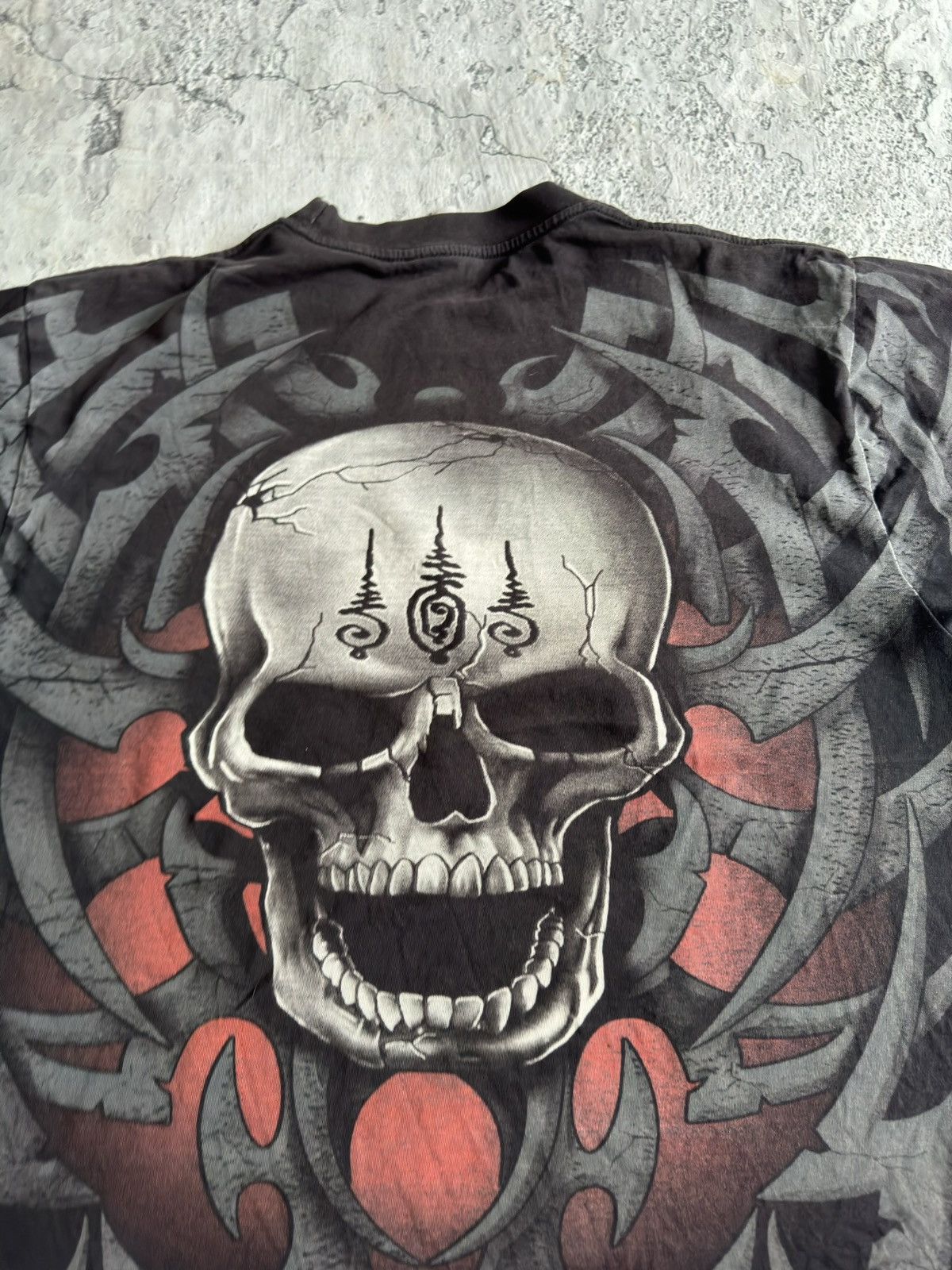 Band Tees × Vintage 1990 SKULL FACE TEE ALLOVER Single Stitch Size US XL / EU 56 / 4 - 8 Thumbnail