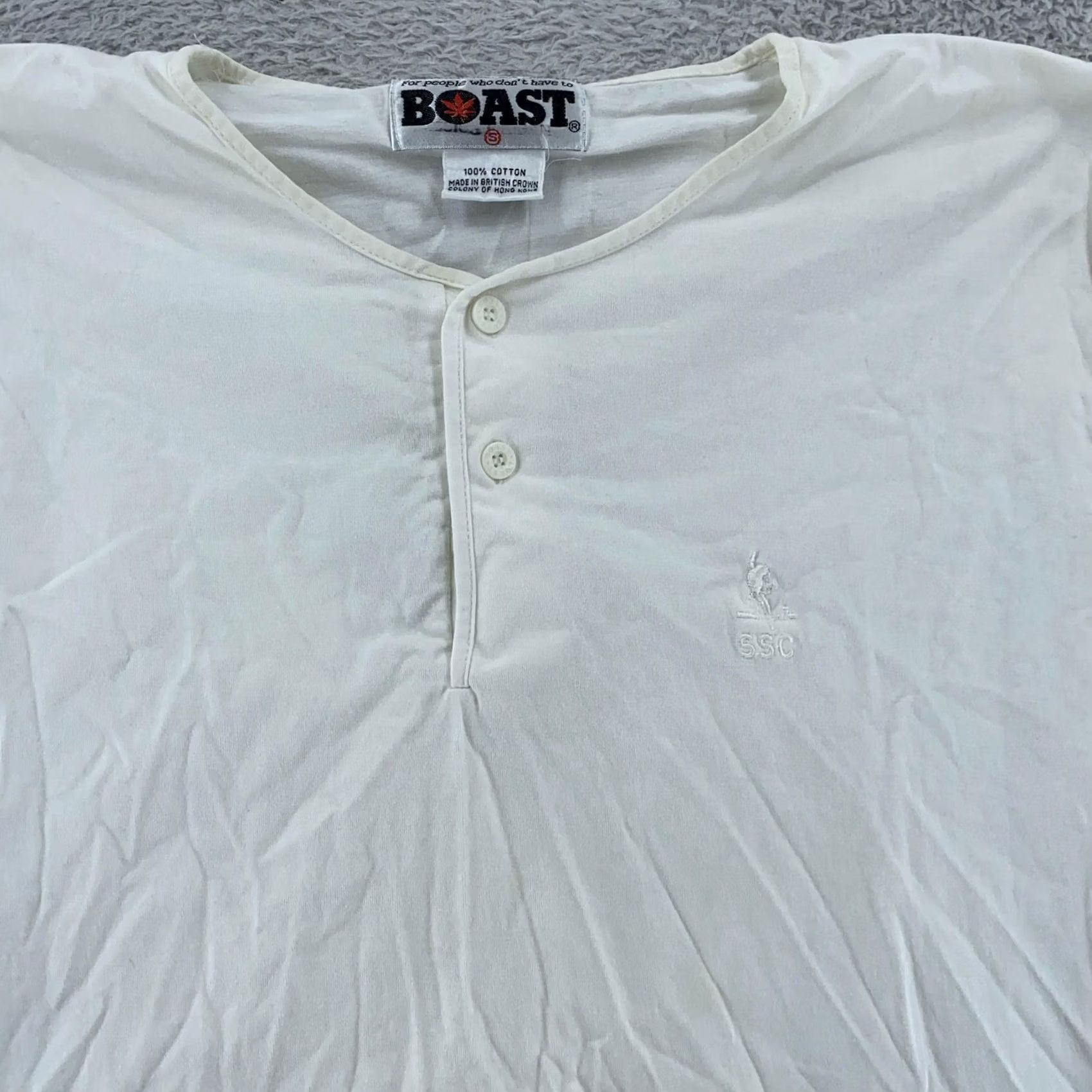 Vintage VINTAGE Boast T-Shirt Henley Sleeveless Mens XS White 80s 90s Concert Sportswear Shirt Size US XS / EU 42 / 0 - 2 Thumbnail