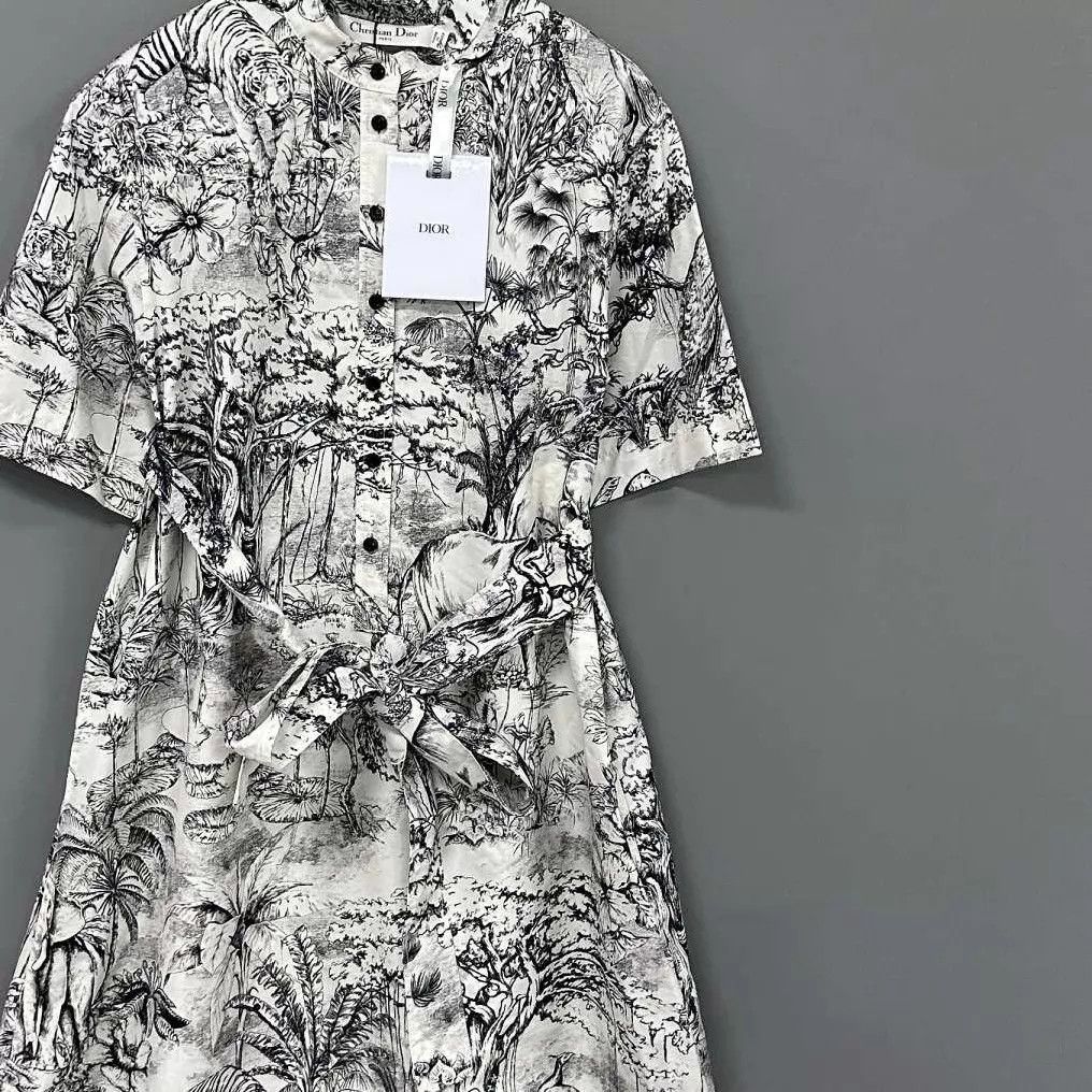 Dior Dior Belted Zoo Ink-Wash Print Dress 38 New Size S / US 4 / IT 40 - 2 Thumbnail
