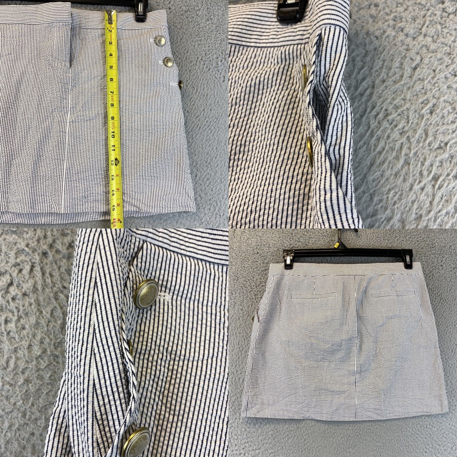 J.Crew JCrew Skirt Womens Size 6 Short A-Line Striped Pockets Casual White Multicolor 6 Short Size 28" / US 6 / IT 42 - 8 Thumbnail