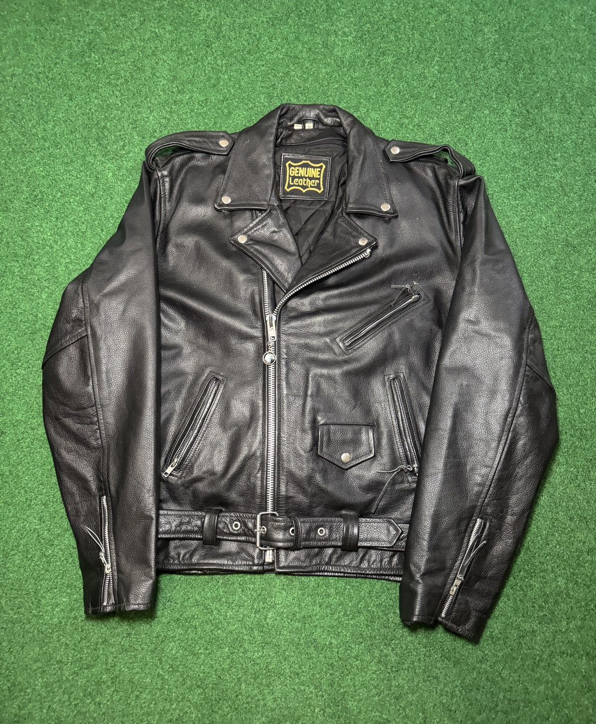 Genuine Leather Vintage 90s Genuine Leather Black Full Zip Biker Jacket Size US XL / EU 56 / 4 - 1 Thumbnail