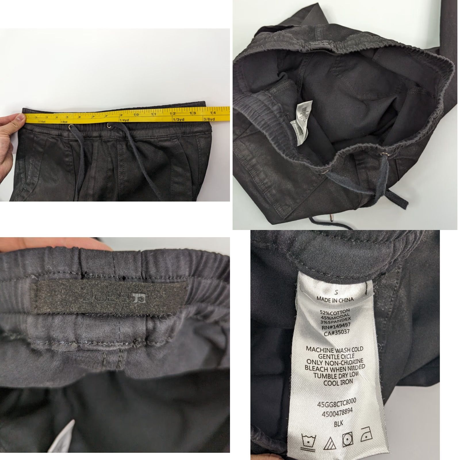 Vintage Joe’s The Sienna Coated Joggers Black Women Size S Tapered GG8CTC8000 Size 28" / US 6 / IT 42 - 8 Thumbnail