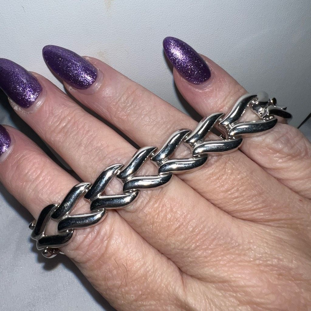 Other Rhodium Plated Bronze Chevron Link With Double Lock Bracelet Size ONE SIZE - 2 Thumbnail