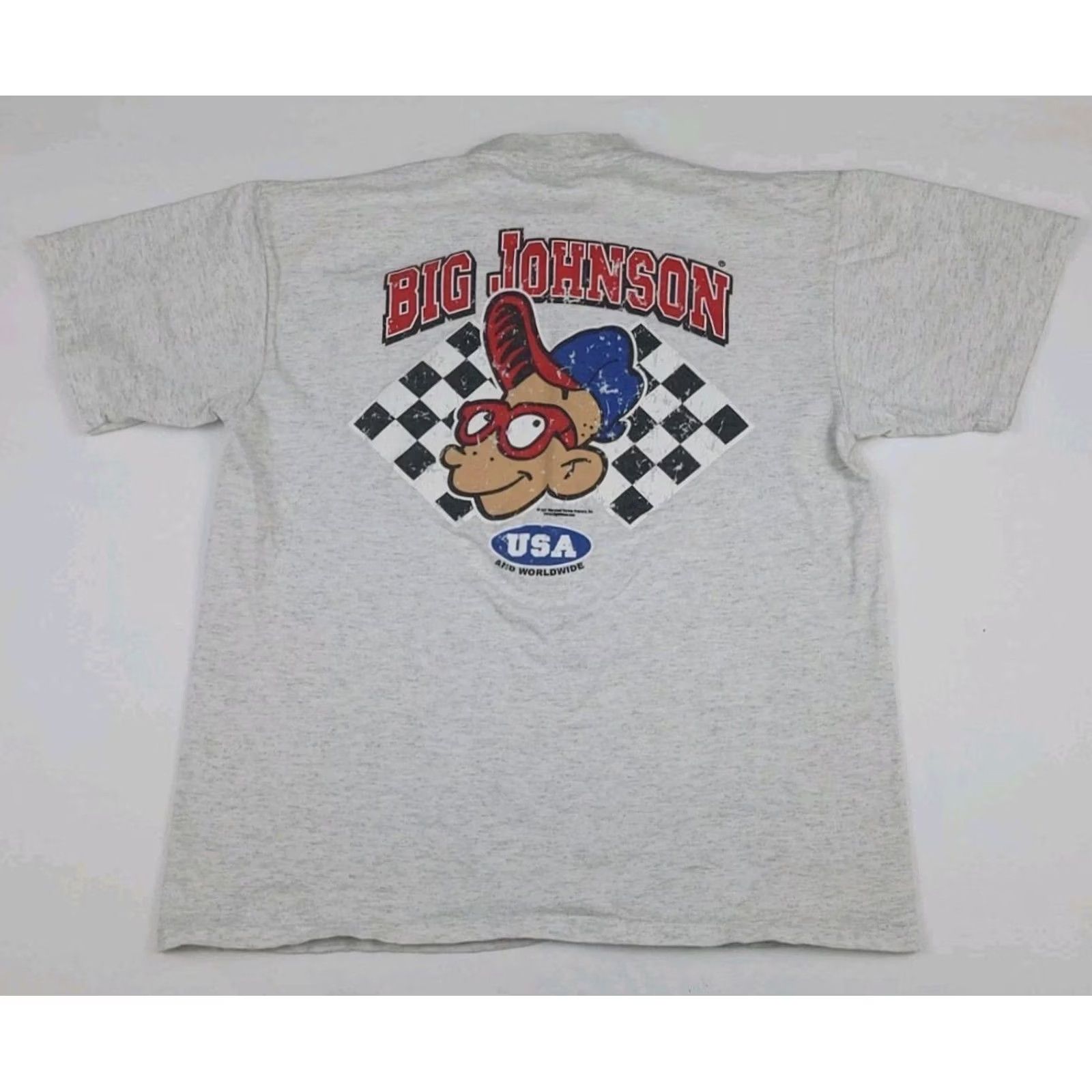 Big John VINTAGE Big Johnson USA Graphic Print T Shirt Mens M Gray Short Sleeve Crew Neck 90s Racing Print Size US M / EU 48-50 / 2 - 2 Thumbnail
