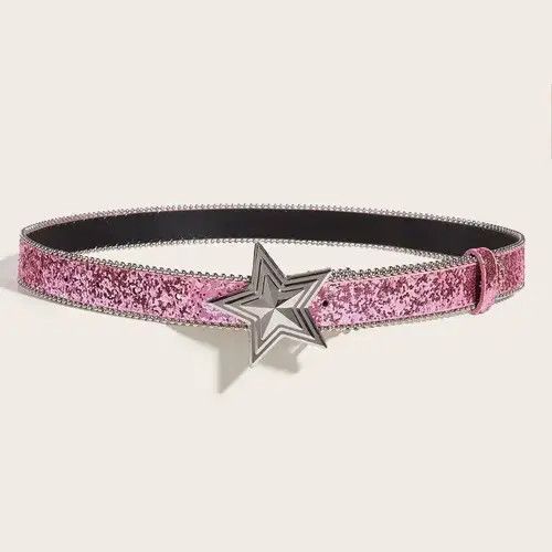 Vintage Star Buckle Pink Belt Size ONE SIZE - 2 Thumbnail