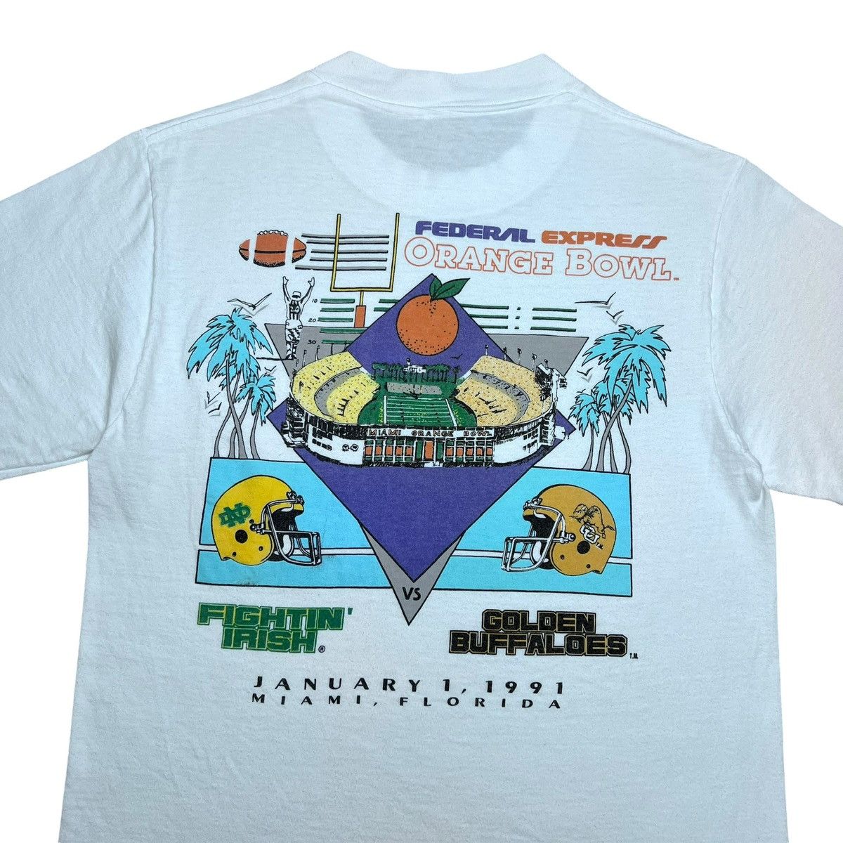 NCAA 1991 Colorado Buffaloes Fighting Irish Orange Bowl T-Shirt Size US S / EU 44-46 / 1 - 10 Thumbnail