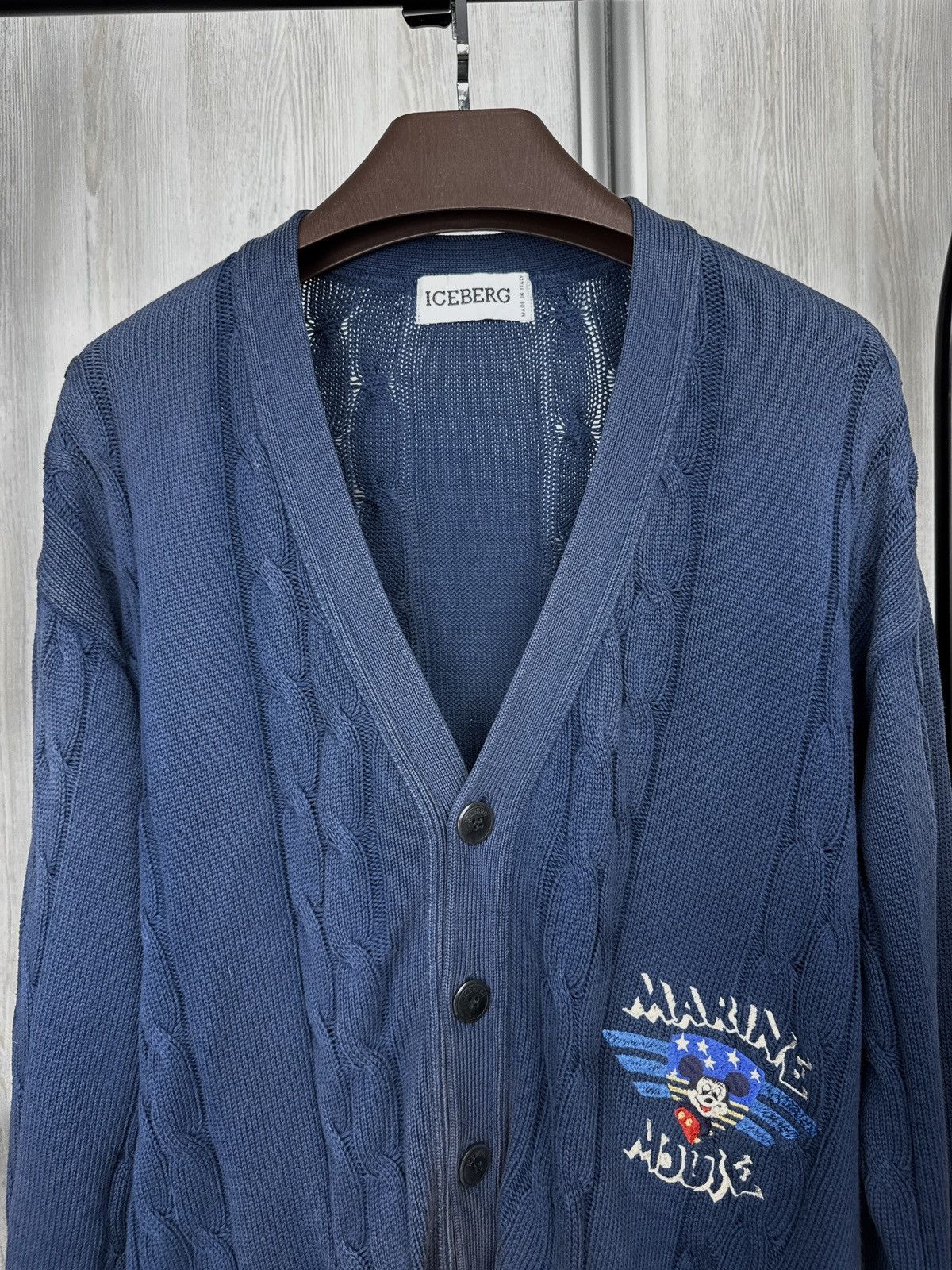 Iceberg ICEBERG Disney Mickey Marine Mouse Cotton faded Cardigan Size US L / EU 52-54 / 3 - 3 Thumbnail