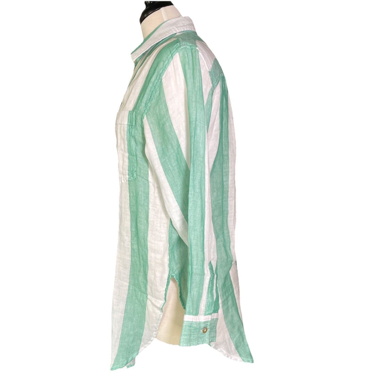 Rails Rails 100% Organic Cotton White/ Green Stripe Women’s Top Size S / US 4 / IT 40 - 2 Thumbnail