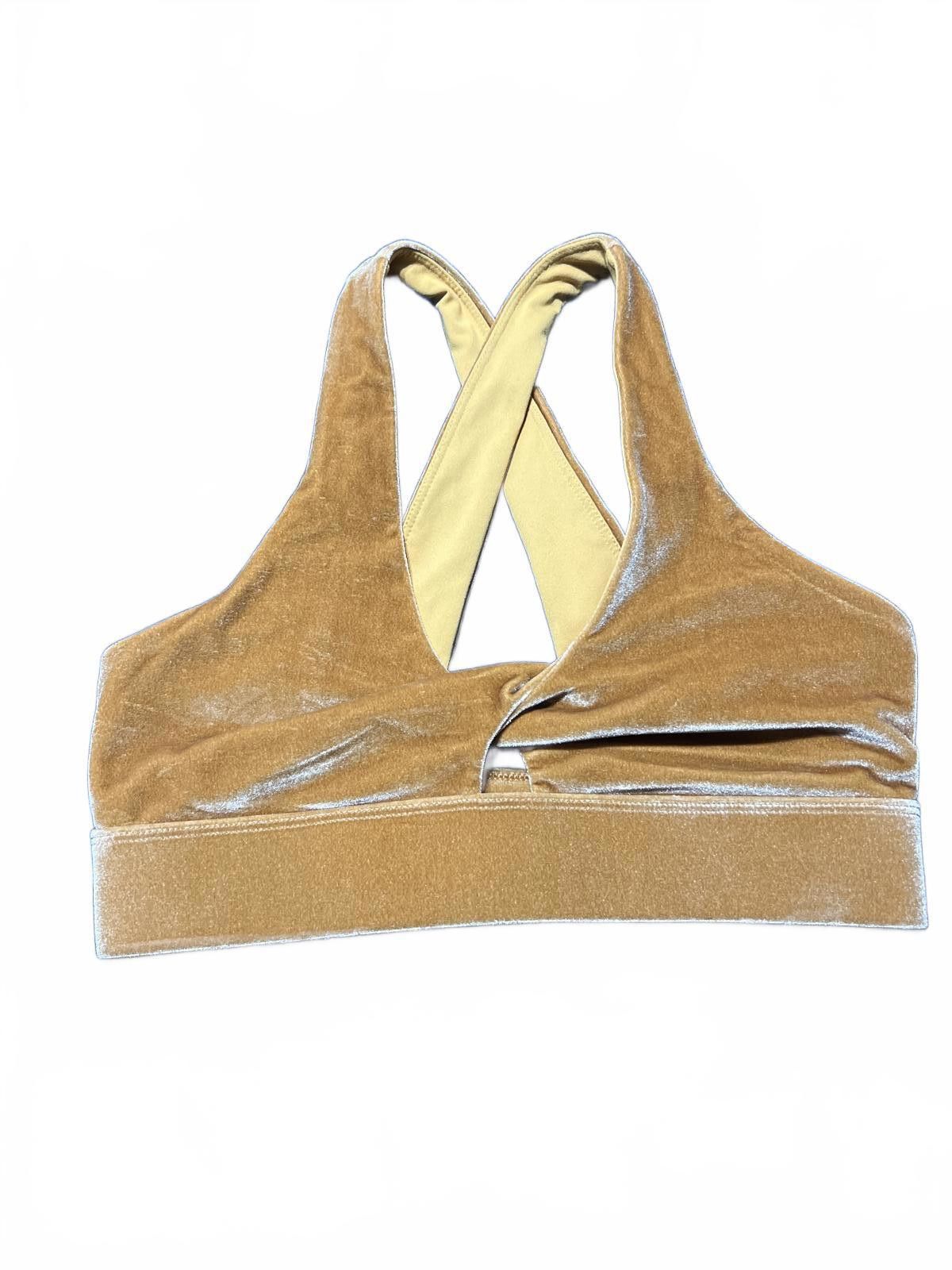Fabletics Fabletics Oasis Twist Velour Sports Bra, Light Honey Gold M Size ONE SIZE - 2 Thumbnail