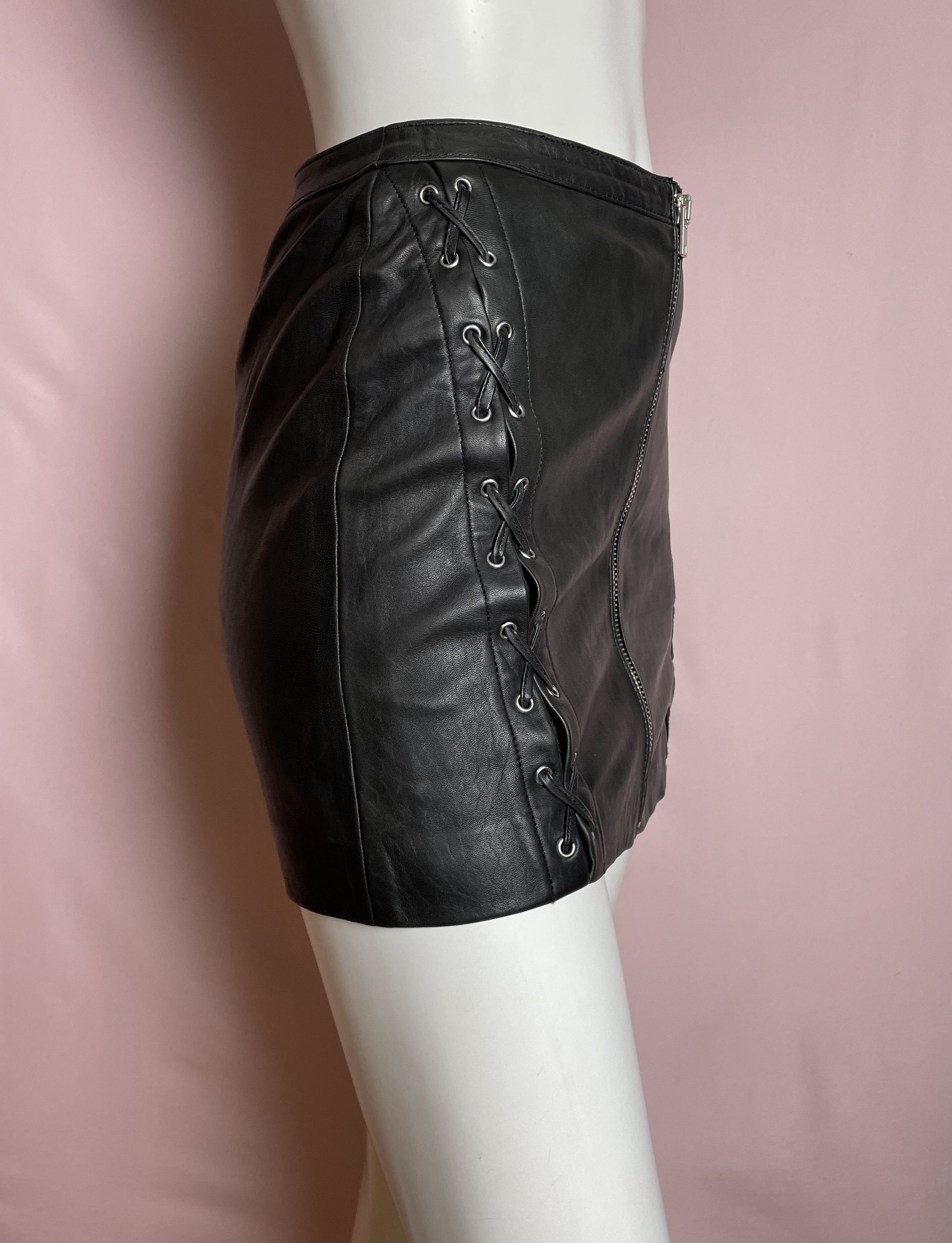 The Kooples THE KOOPLES Lambskin Leather Zipper skirt black Skirt EU36 Size 27" / US 4 / IT 40 - 2 Thumbnail