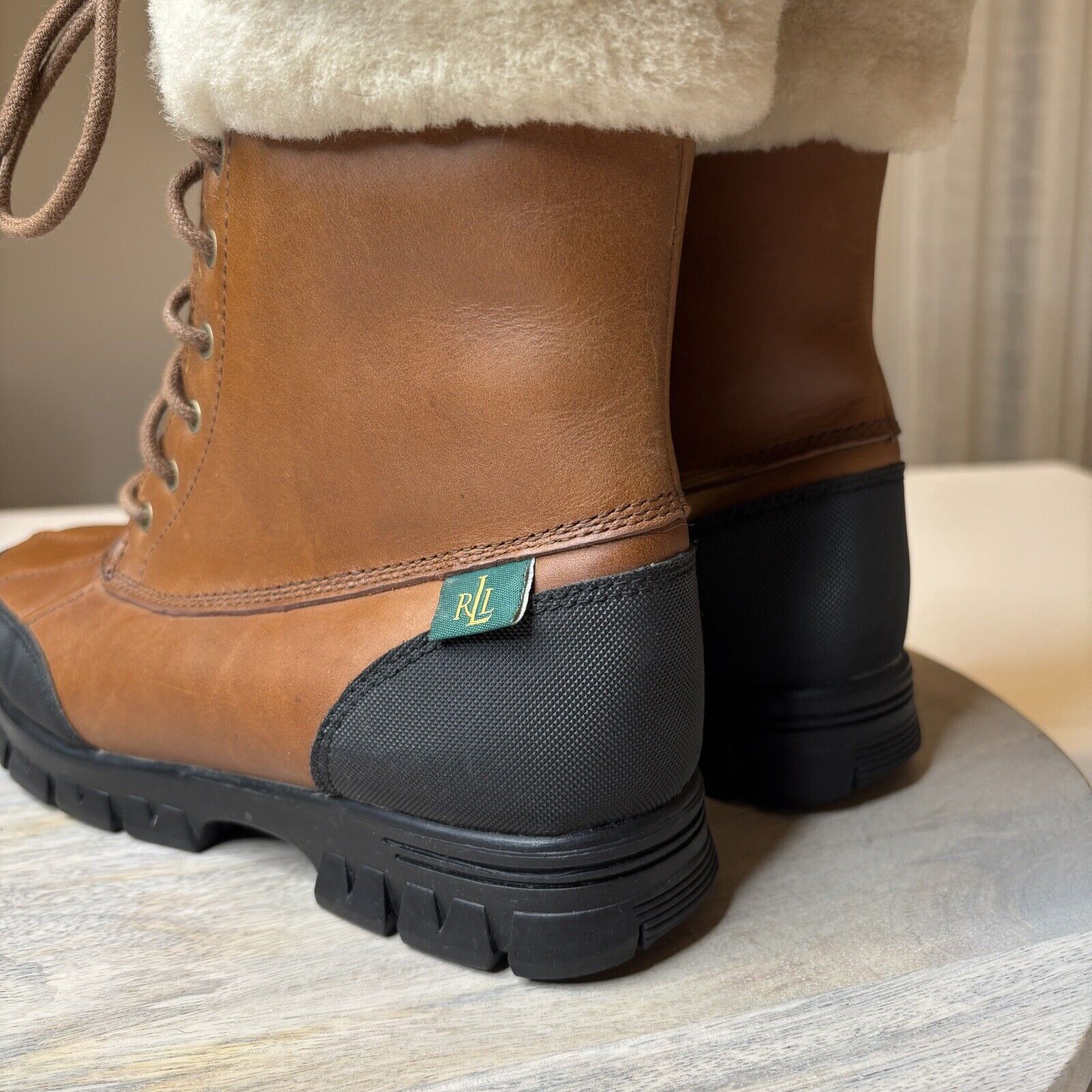 Lauren Ralph Lauren Ralph Lauren Quinta Brown Leather Shearling Boots Size 6 B Size US 6 / IT 36 - 6 Thumbnail