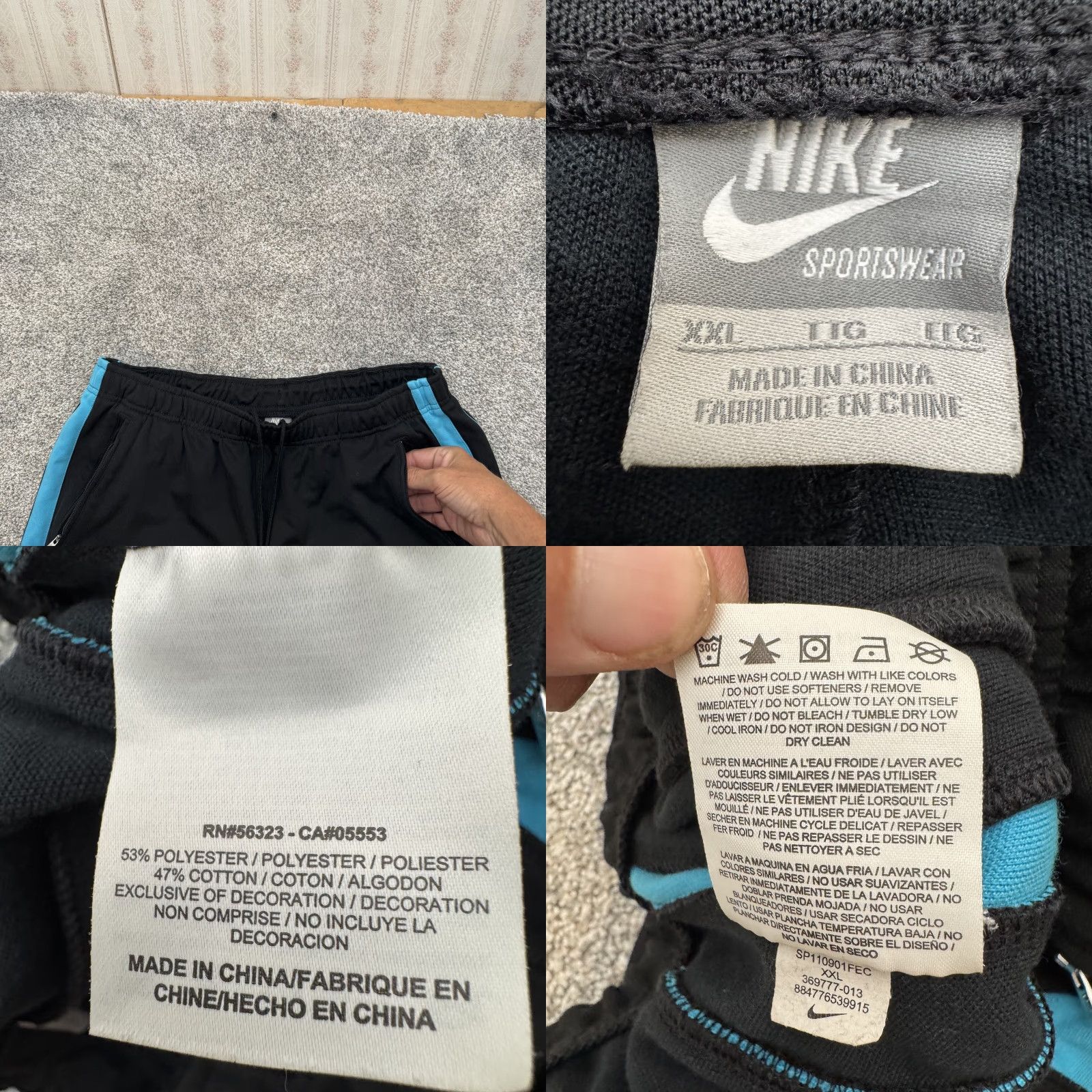 Nike Nike Sportswear Pants Track Pockets Striped Athletic 369777-013 Mens 2XL Size US 39 - 8 Thumbnail