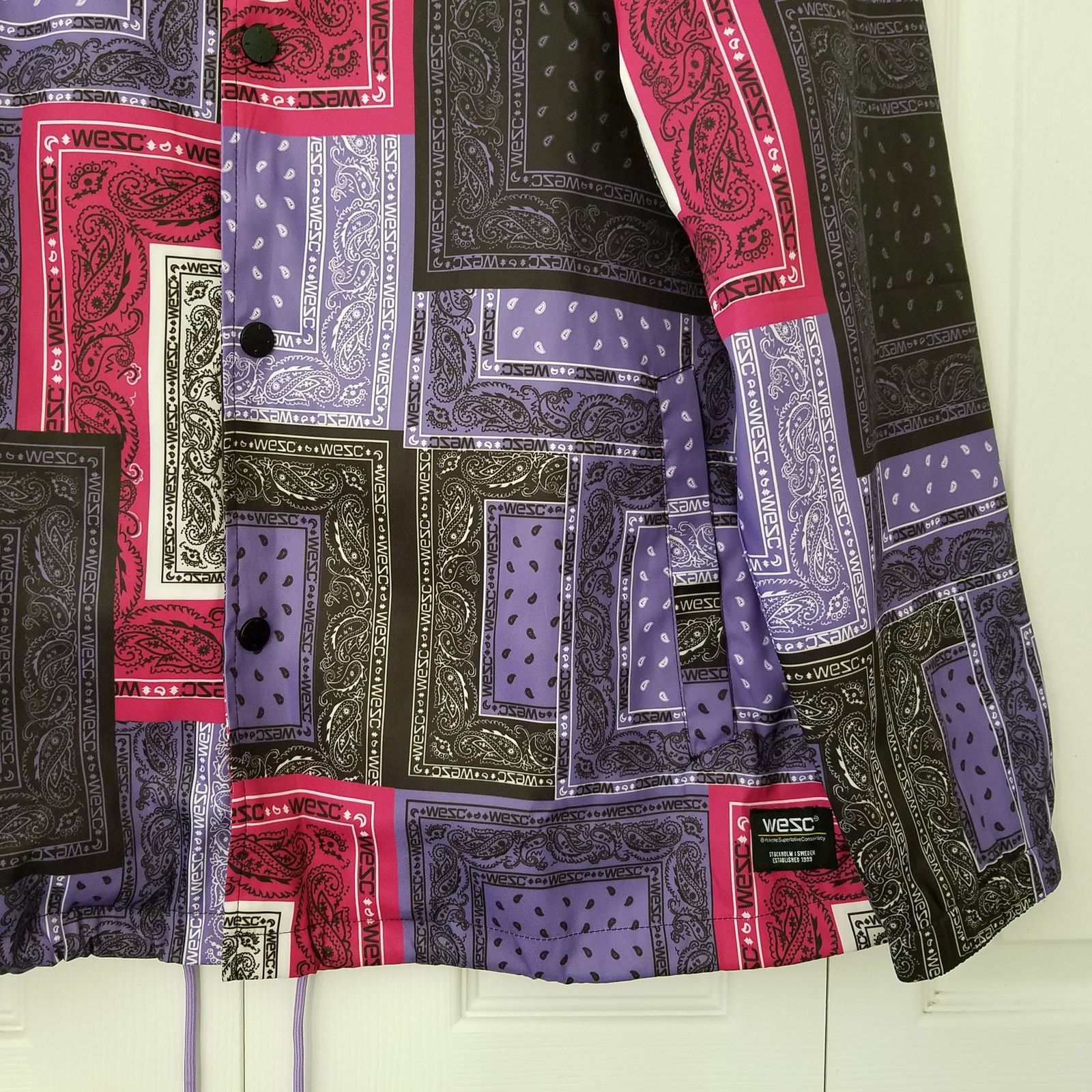 WeSC Wesc Coach Patchwork Bandana Jacket Paisley Purple Mens XXL Size US XXL / EU 58 / 5 - 3 Thumbnail