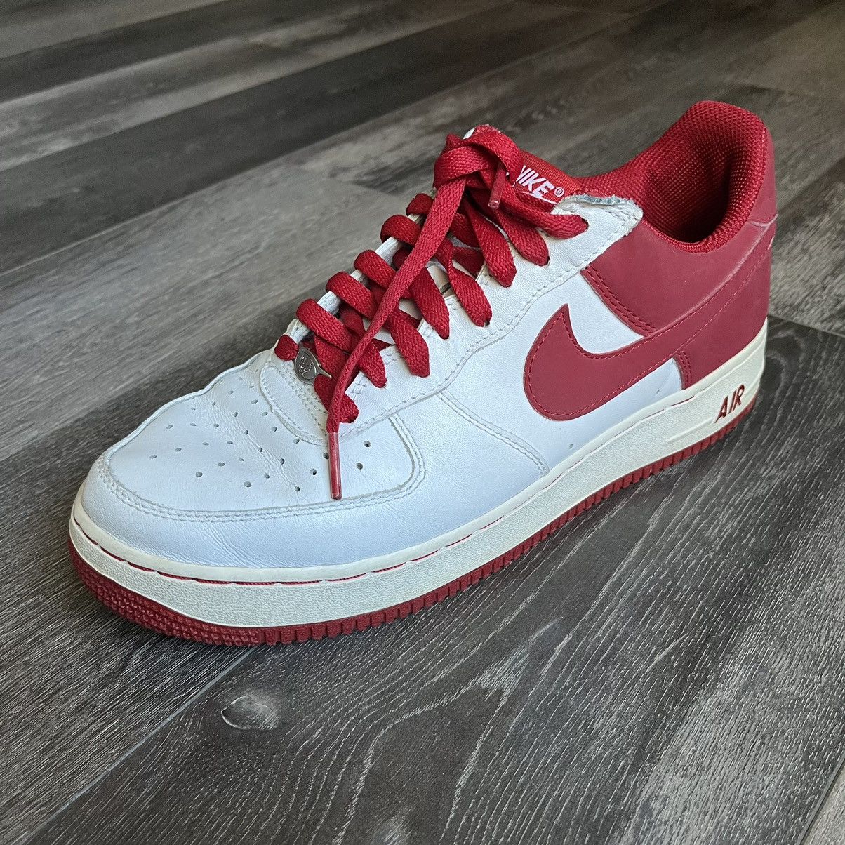 Nike Vintage 2000s Nike Air Force 1 White Varsity Red Shoes Sz 9 Size US 9 / EU 42 - 10 Thumbnail