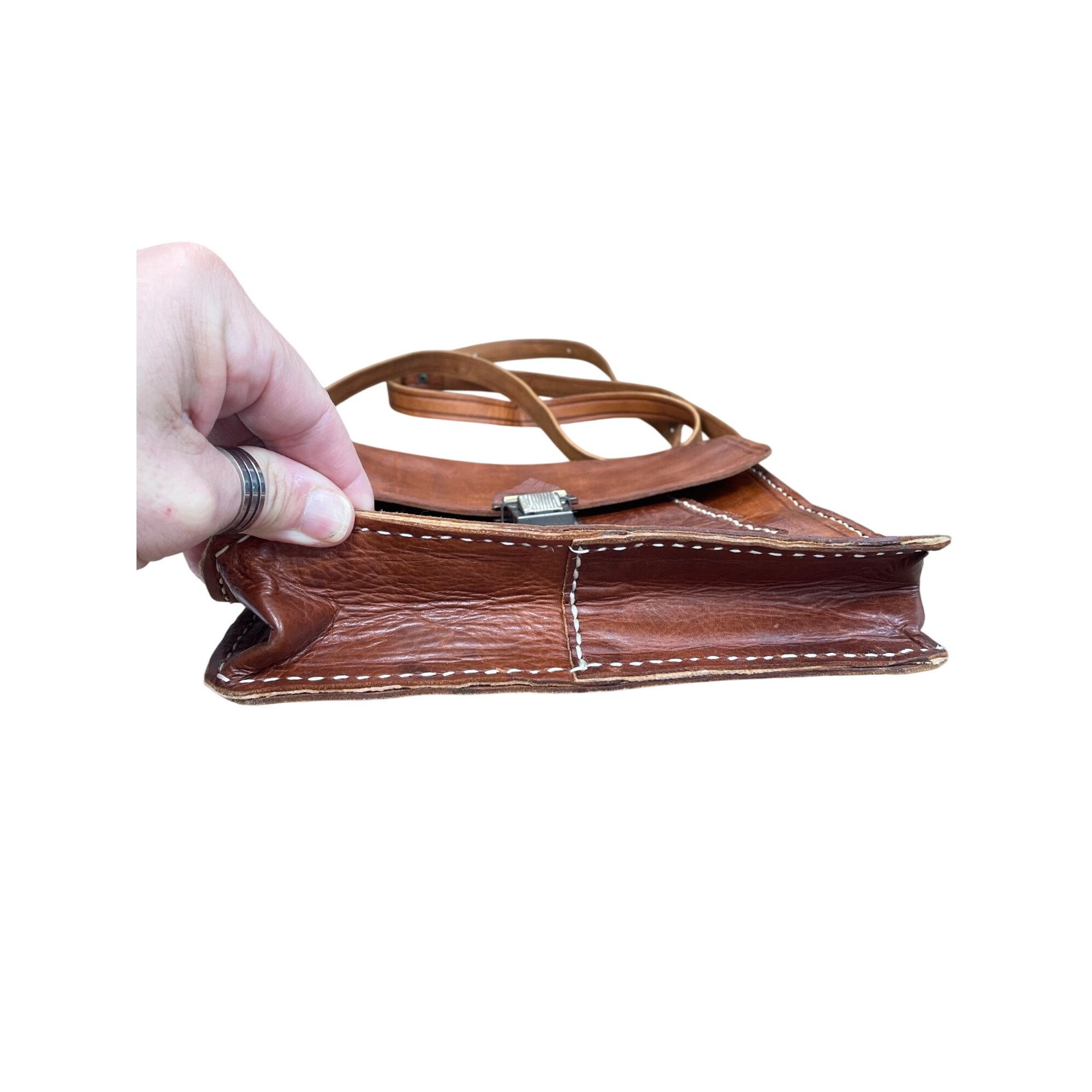 Other VTG unbranded womans brown leather adjustable crossbody bag Size ONE SIZE - 3 Thumbnail