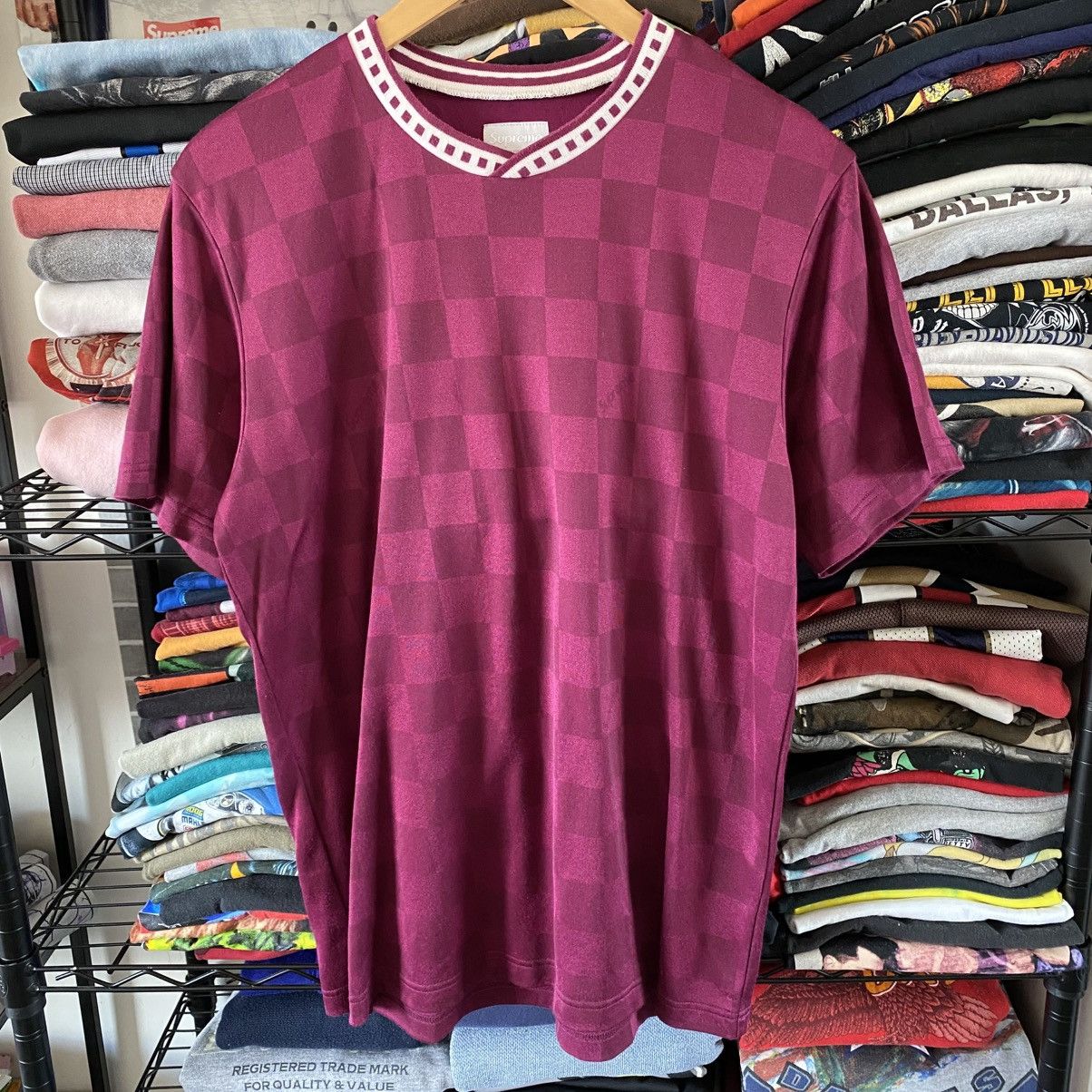 Supreme Supreme Checker Soccer Jersey Burgundy 2016 | Grailed