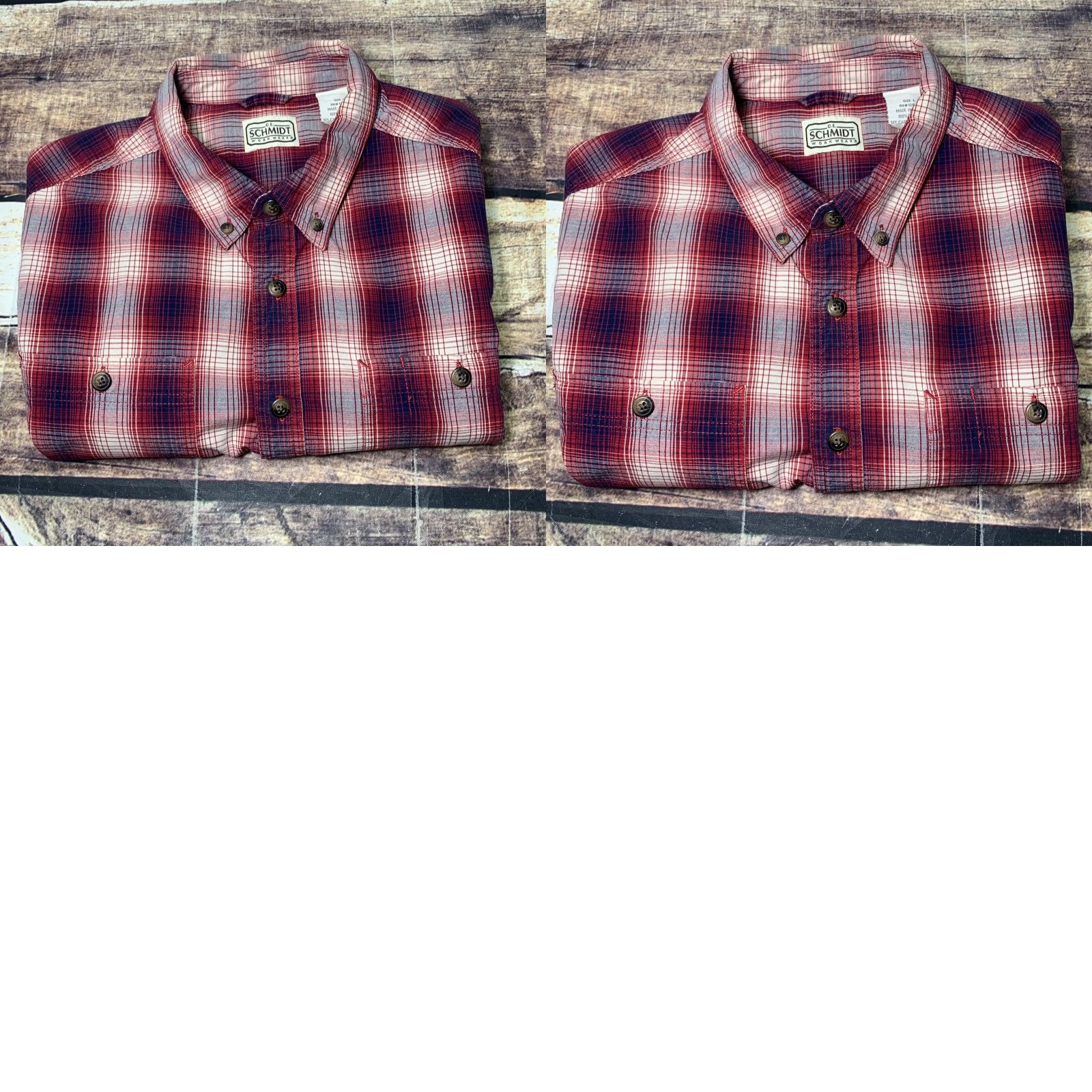 Vintage C.E. Schmidt Shirt Short Sleeve Red Button Down Front Check Plaid Pockets Large – Mens, Button-Up, Casual Workwear, Vintage? No Size US L / EU 52-54 / 3 - 8 Thumbnail