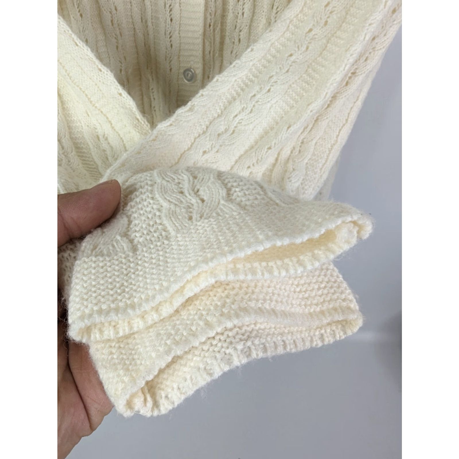 Vintage VINTAGE Anthony Richards Cardigan Sweater Women XL Ivory Knit House Made in USA Size XL / US 12-14 / IT 48-50 - 3 Thumbnail