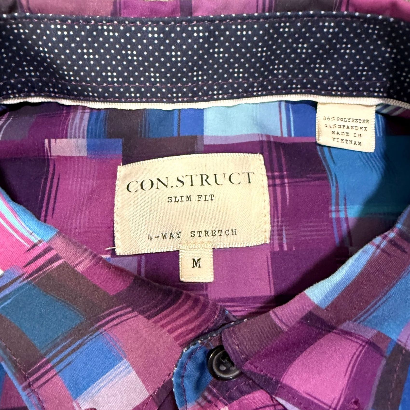 Vintage Construct Shirt Mens Medium Purple Performance Button Up Slim Fit Short Sleeve Size US M / EU 48-50 / 2 - 5 Thumbnail