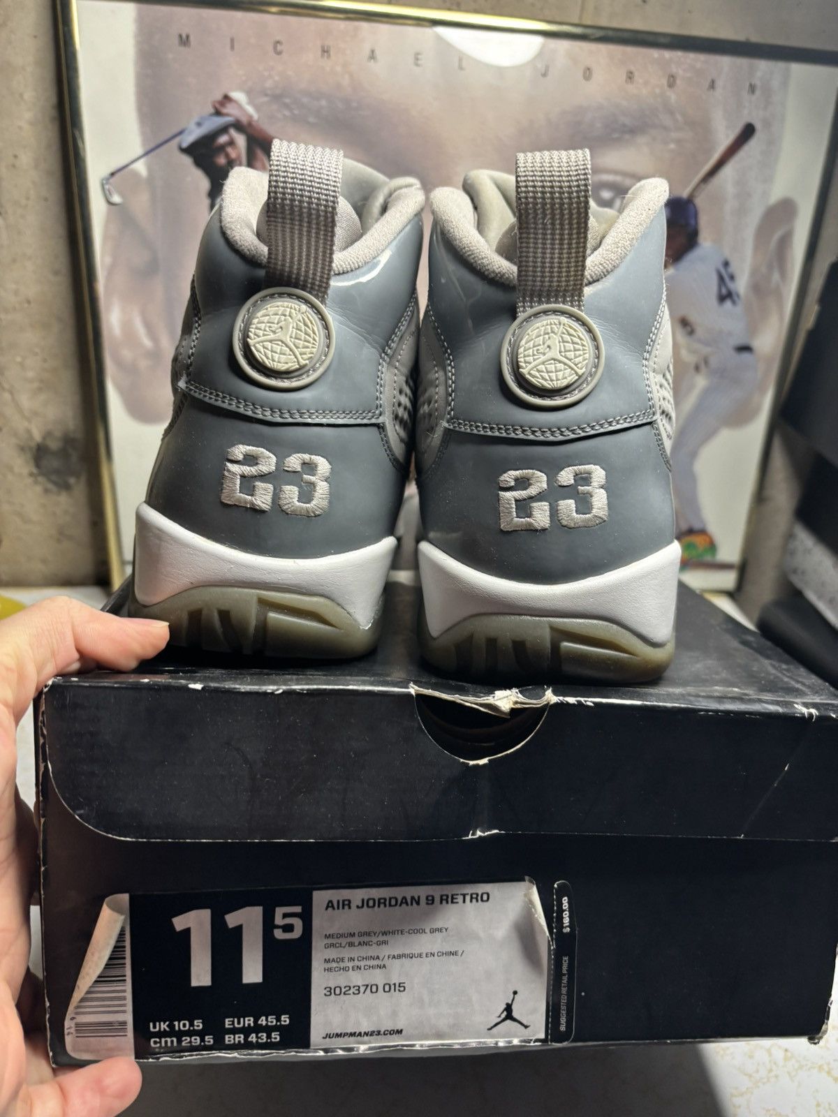 Jordan Brand Air Jordan 9 Retro 2012 Cool Grey 2012 Size US 11.5 / EU 44-45 - 7 Thumbnail