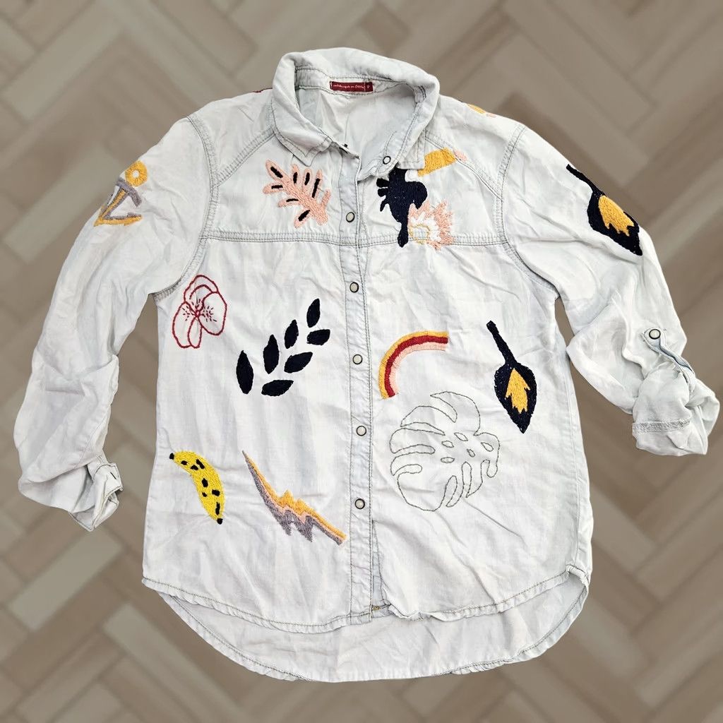 Parra Isabela Capeto para Dress To Womens Shirt P Multicolor Embroidered Button Front Size S / US 4 / IT 40 - 1 Thumbnail